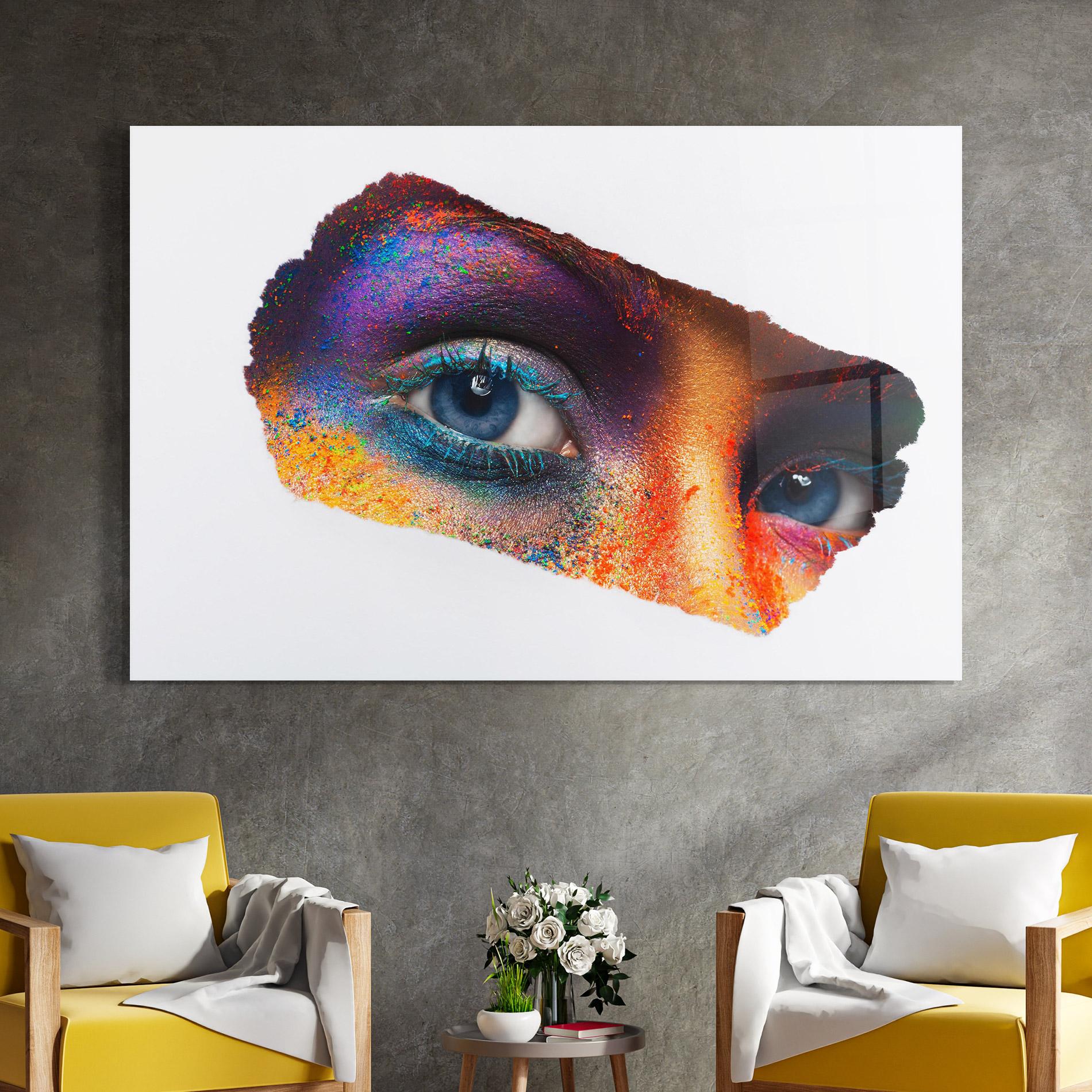 Tablou Sticla Female Colourful Makeup mockup 4