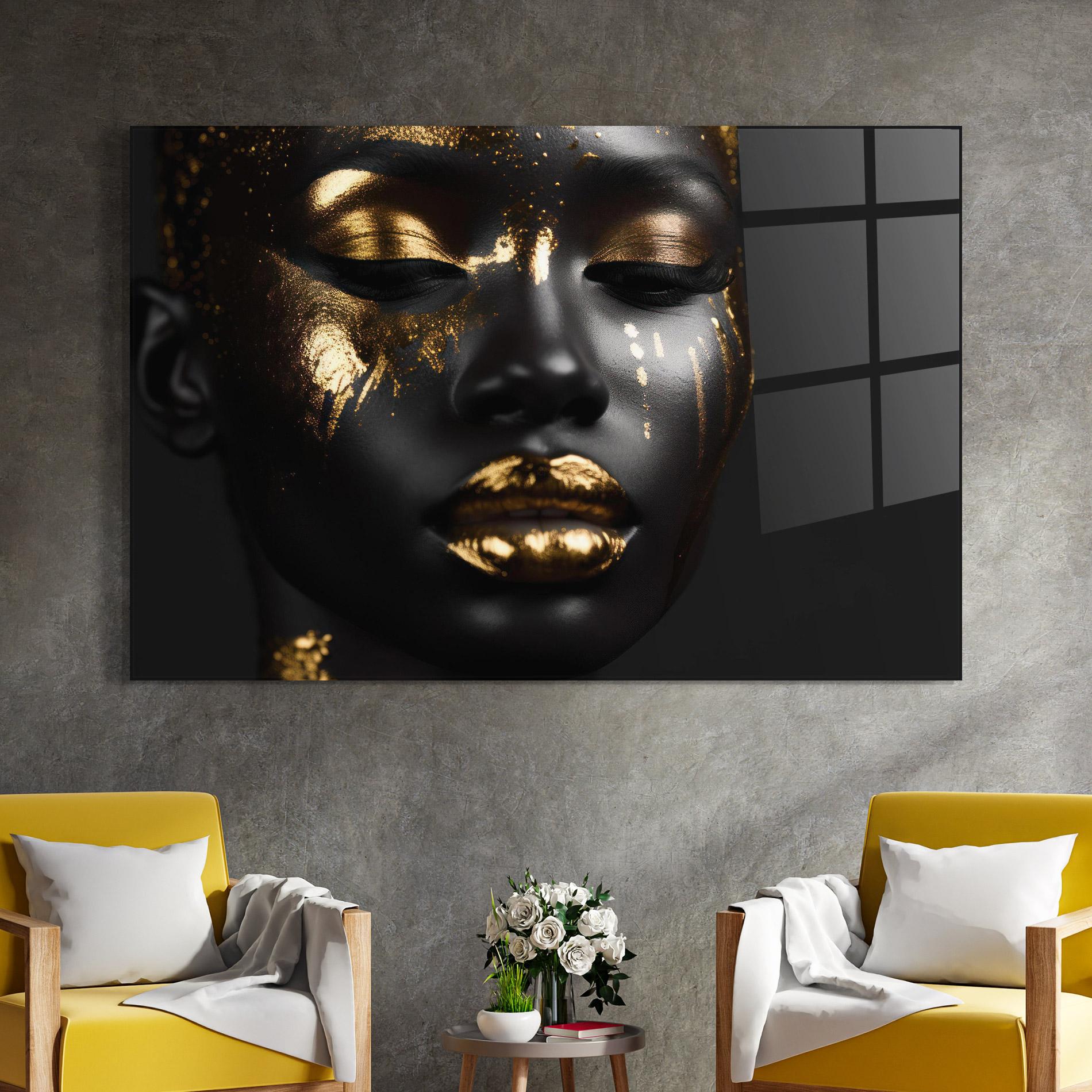 Tablou Sticla Gold Eyes Makeup mockup 4