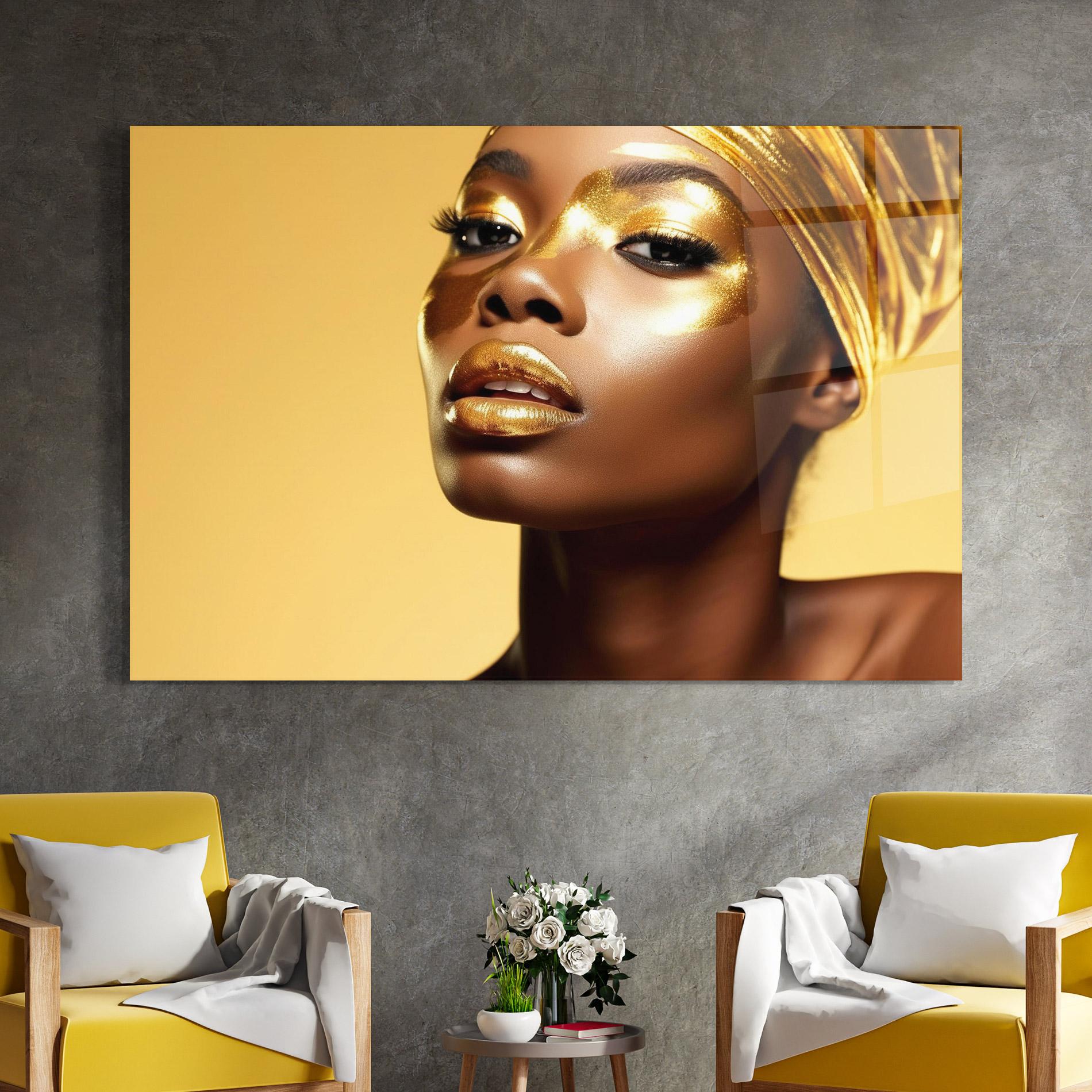 Tablou Sticla Gold Headdress mockup 4