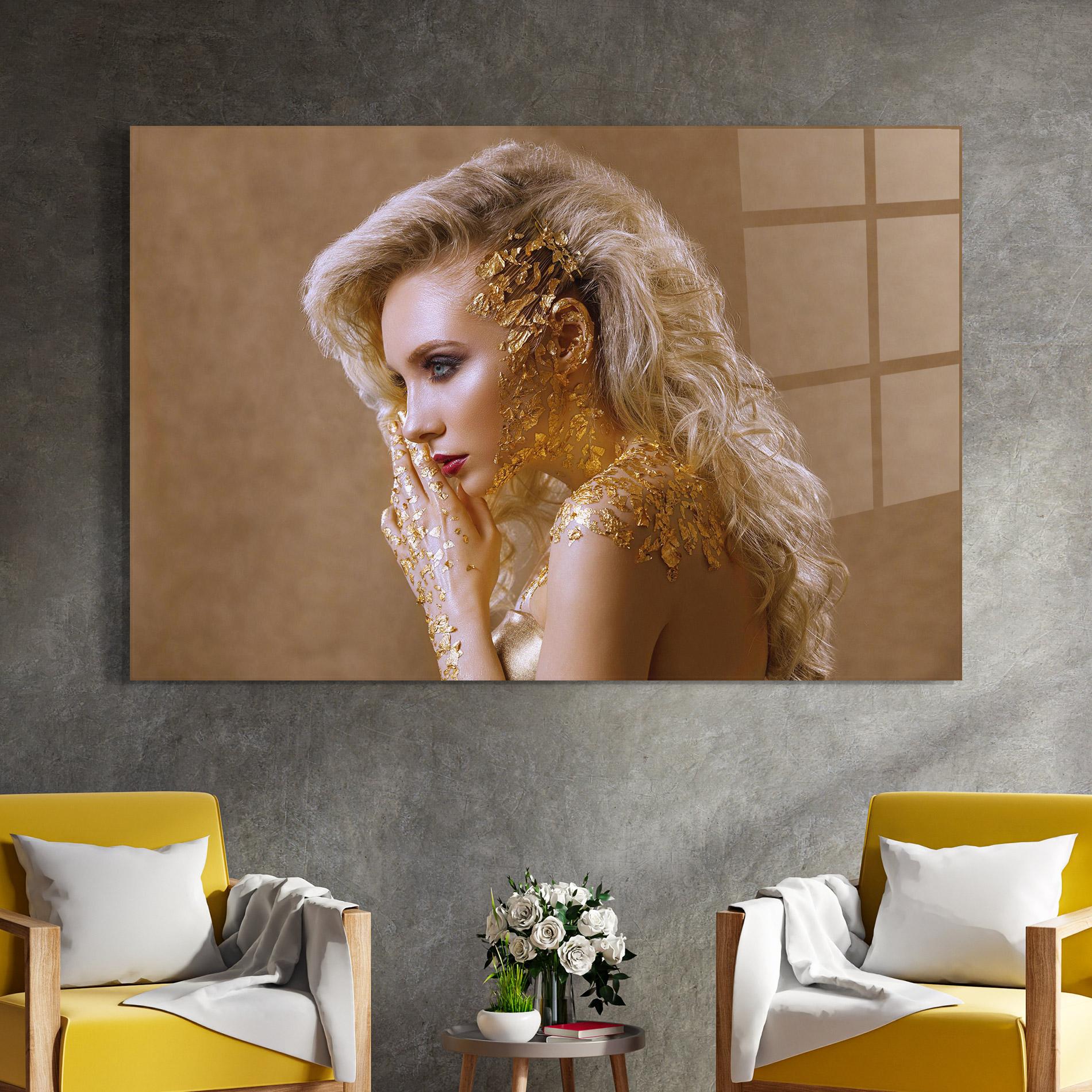 Tablou Sticla Gold Paper Makeup mockup 4