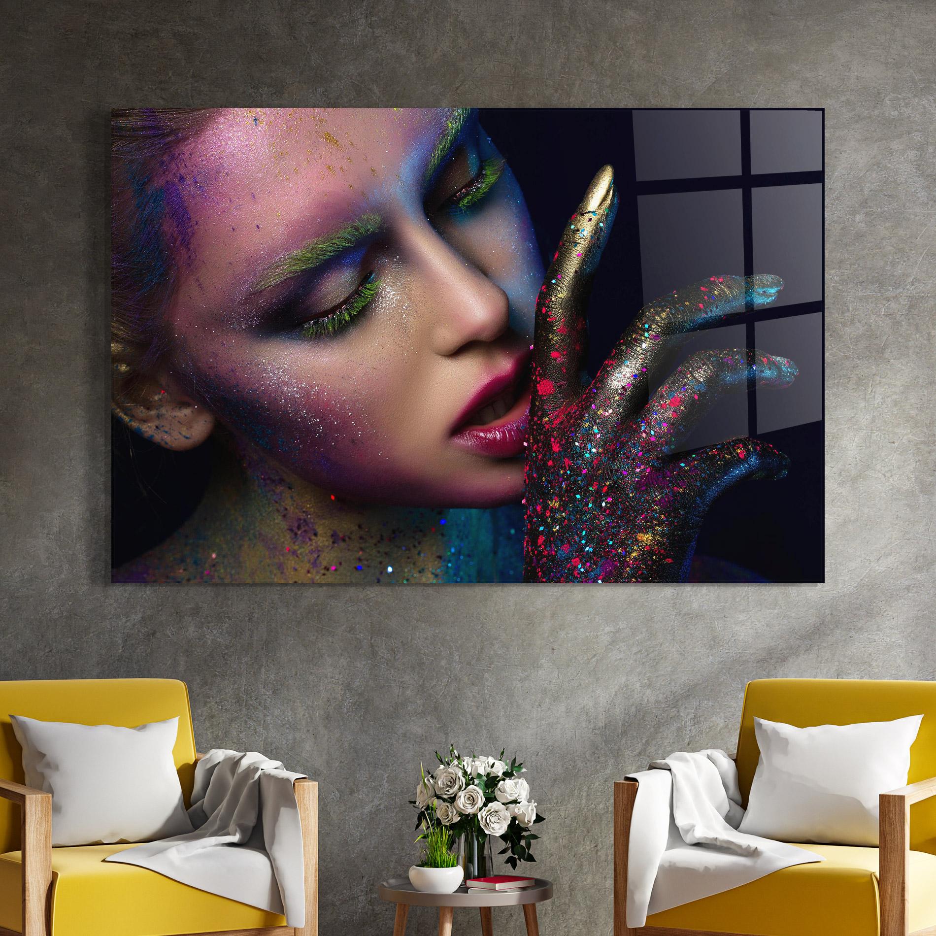 Tablou Sticla Green Eyelashes mockup 4