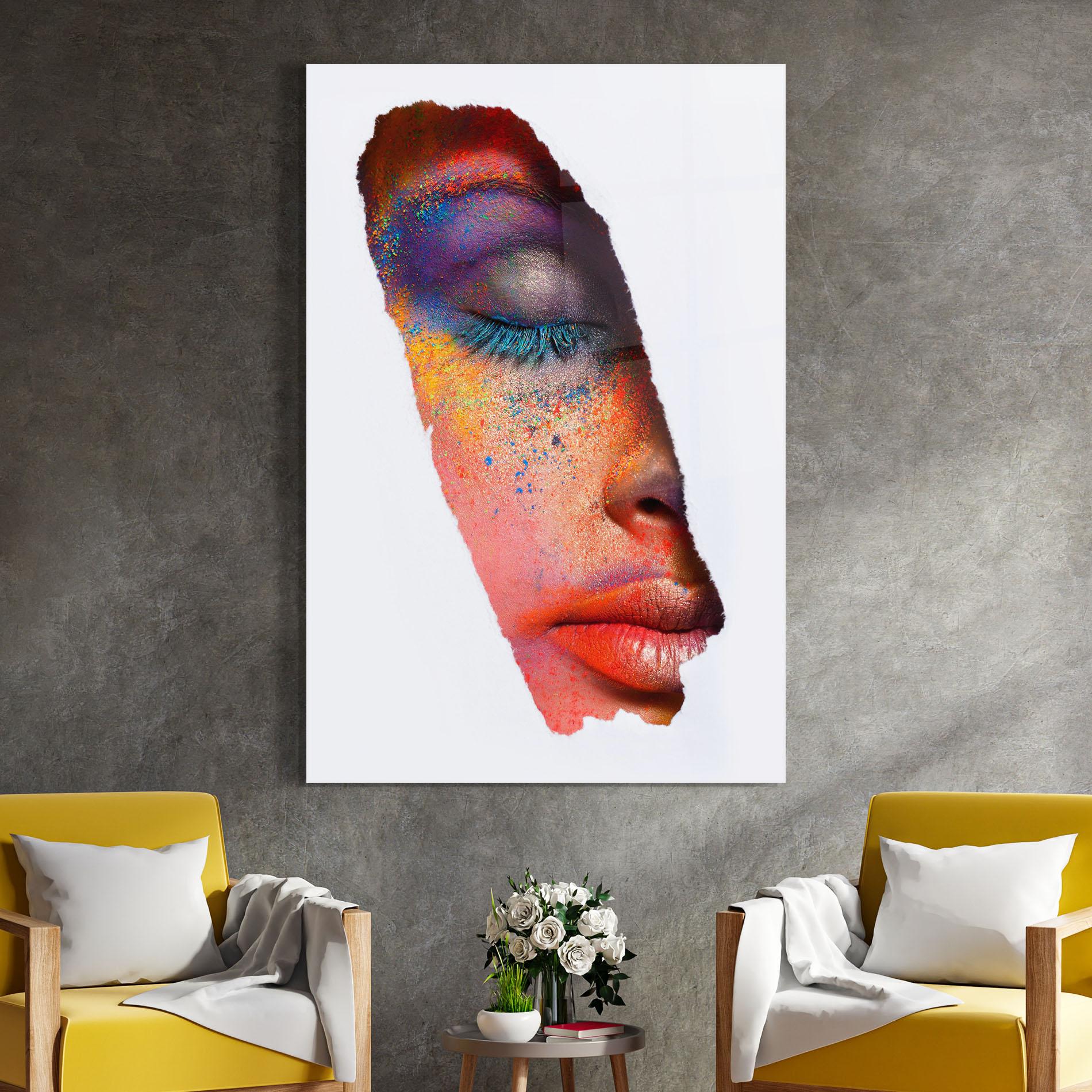 Tablou Sticla Blue Eyelashes mockup 4