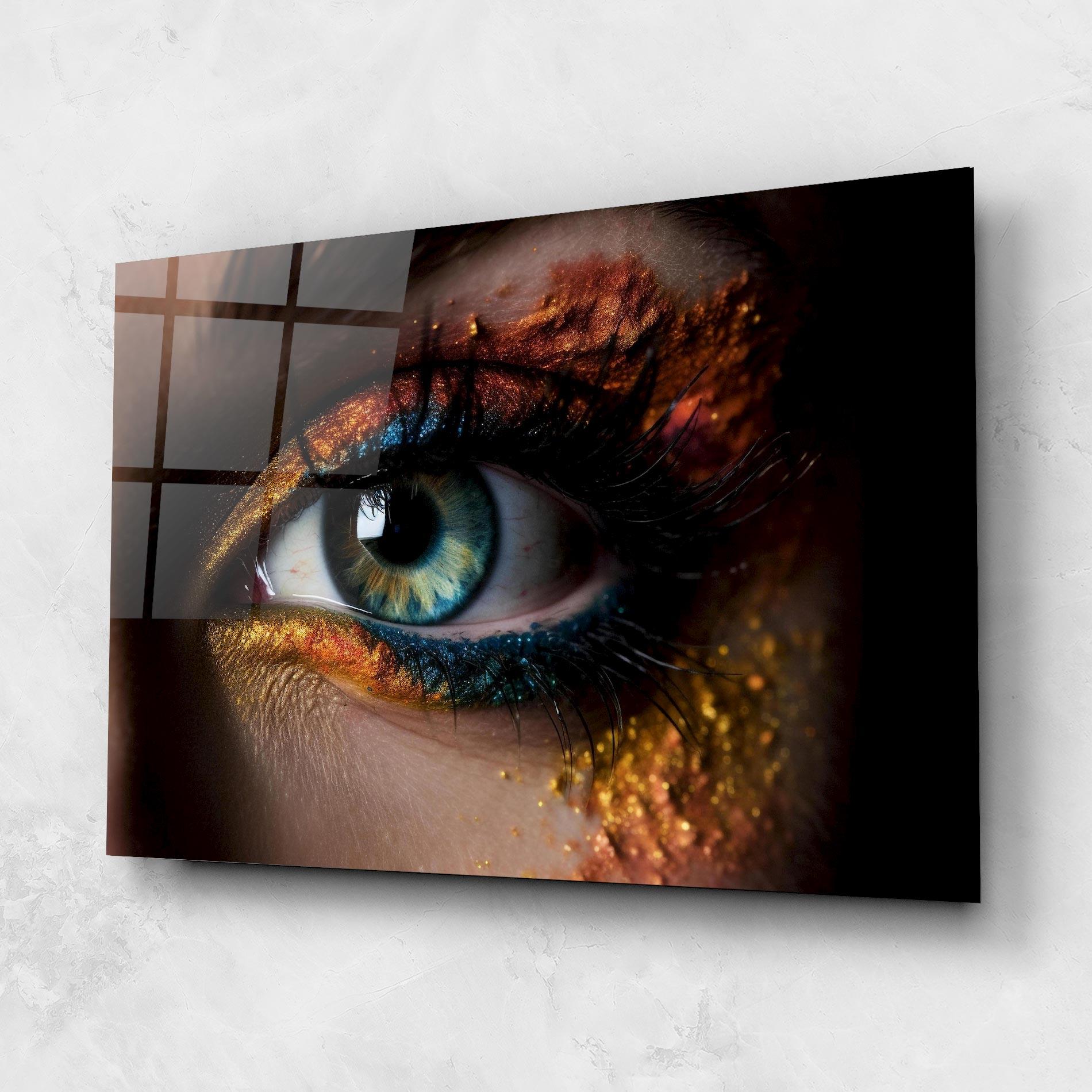 Tablou Sticla Blue Green Eye Makeup mockup 1