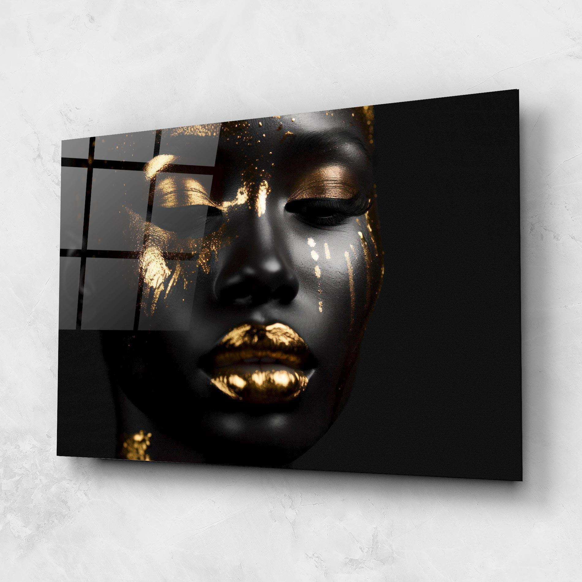 Tablou Sticla Gold Eyes Makeup mockup 1