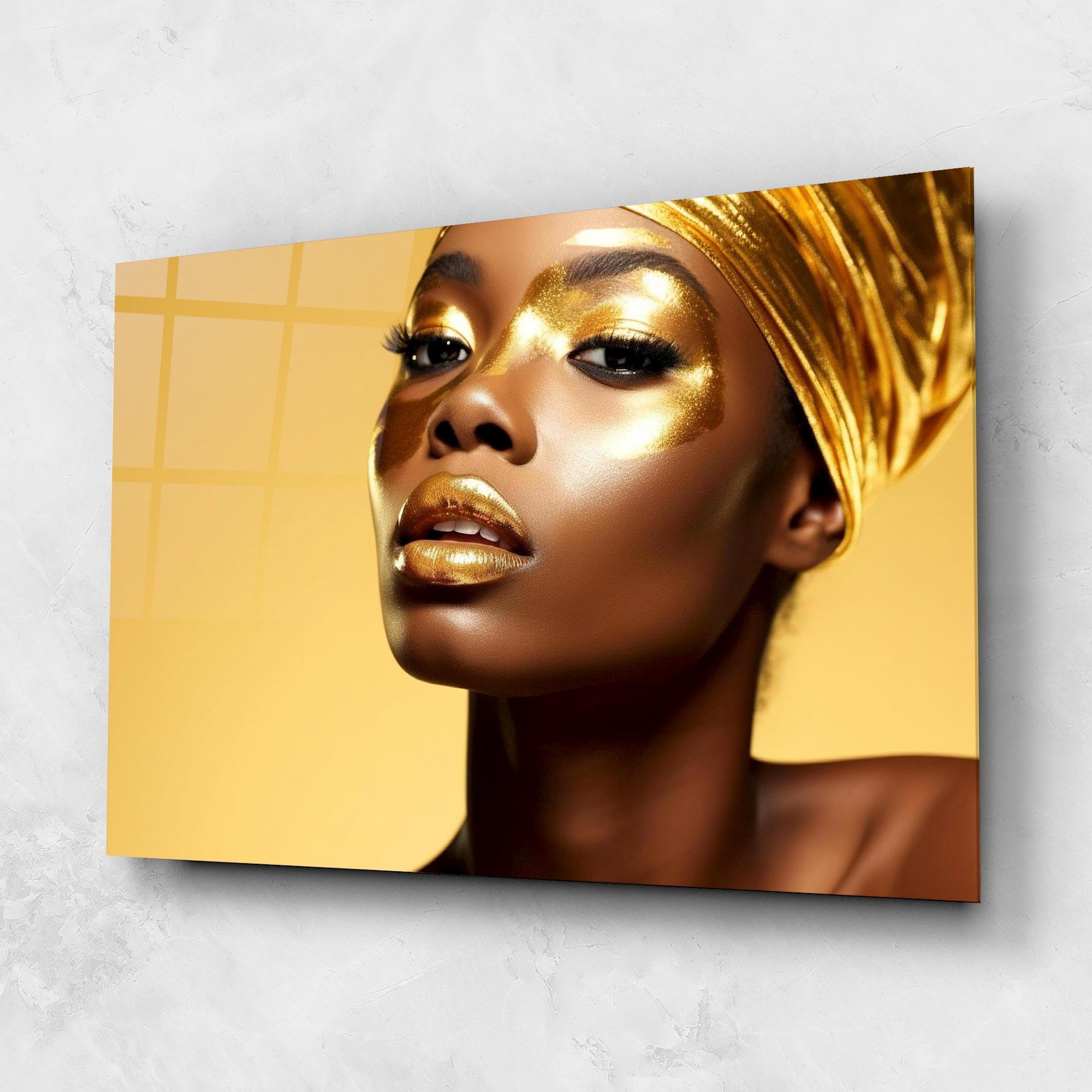 Tablou Sticla Gold Headdress mockup 1
