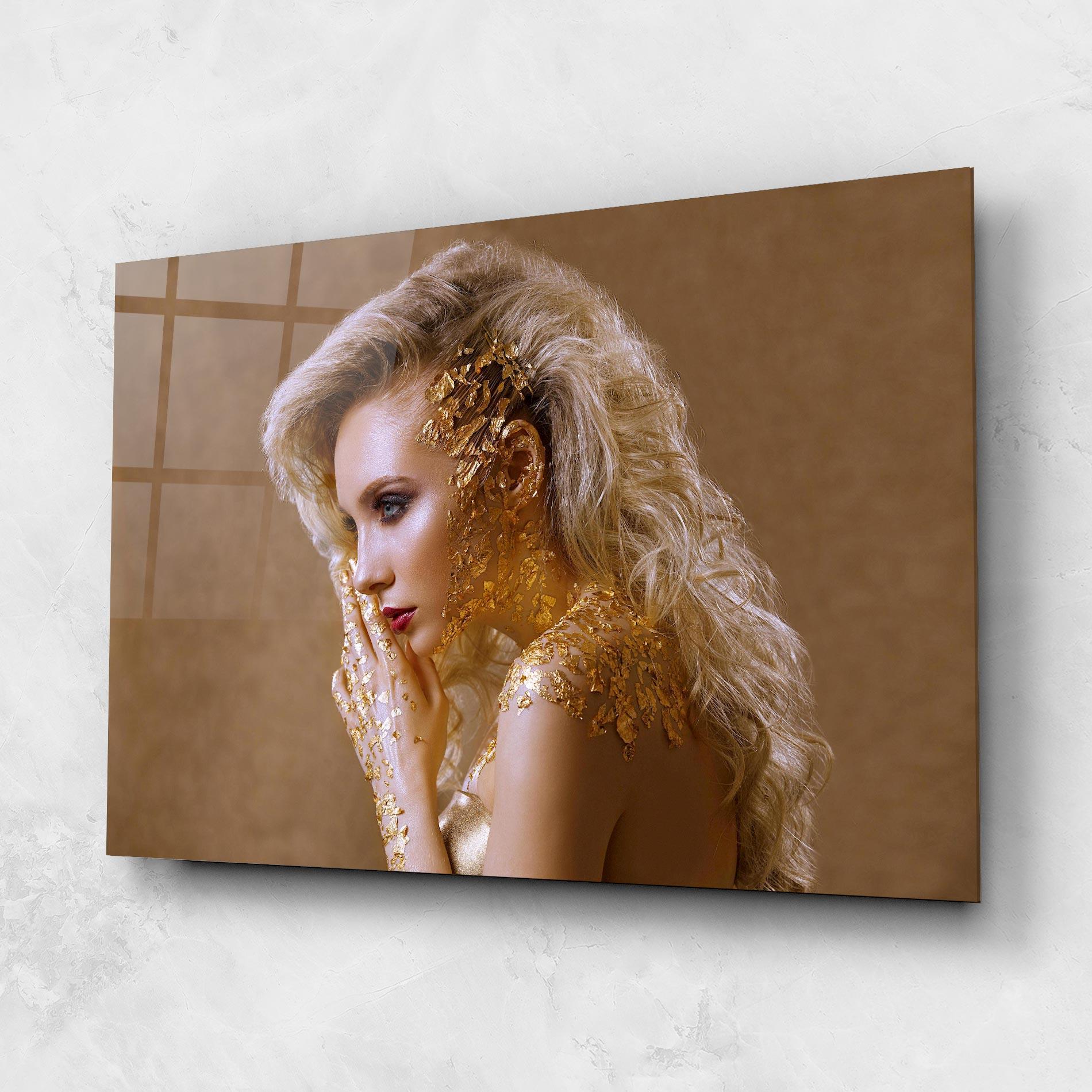 Tablou Sticla Gold Paper Makeup mockup 1