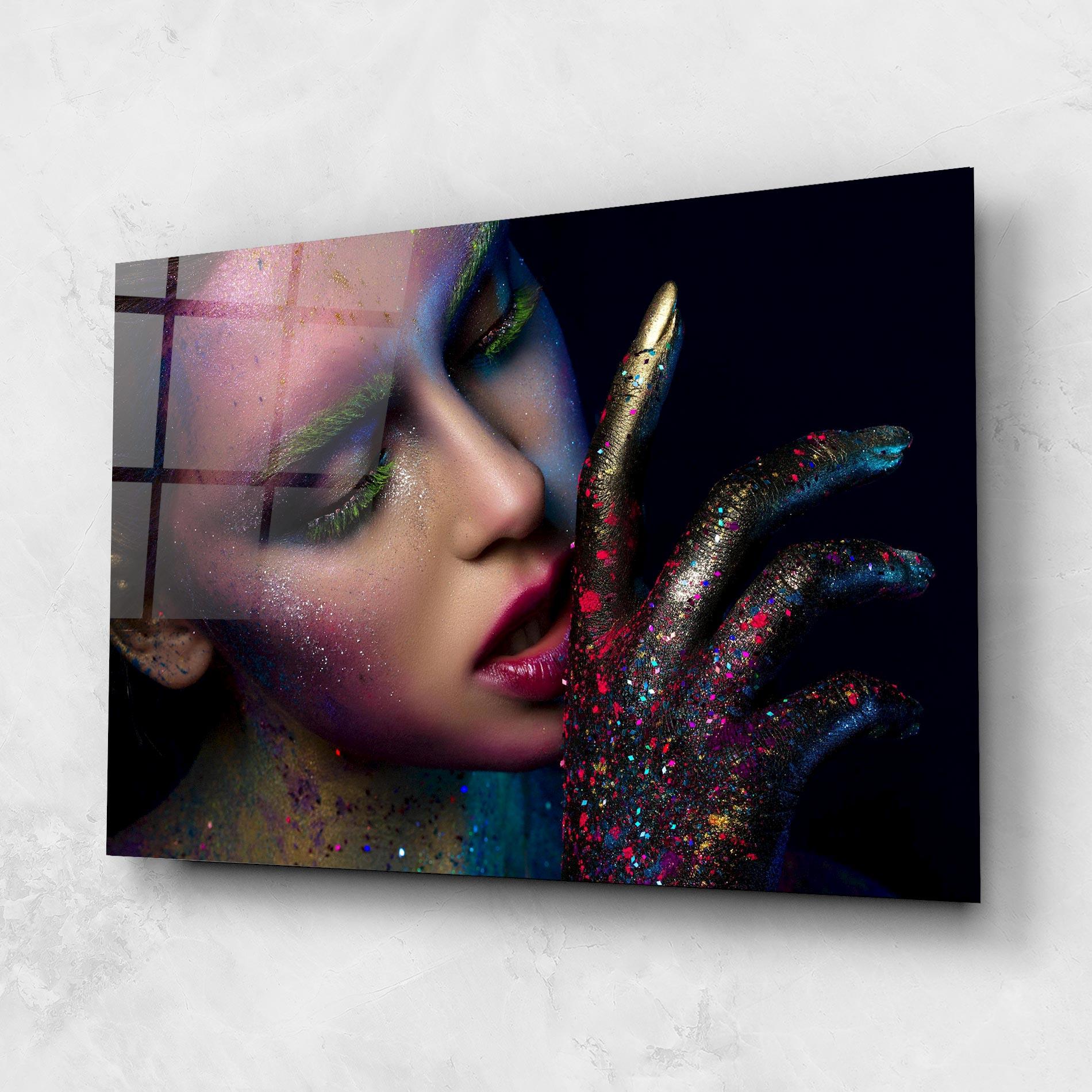 Tablou Sticla Green Eyelashes mockup 1