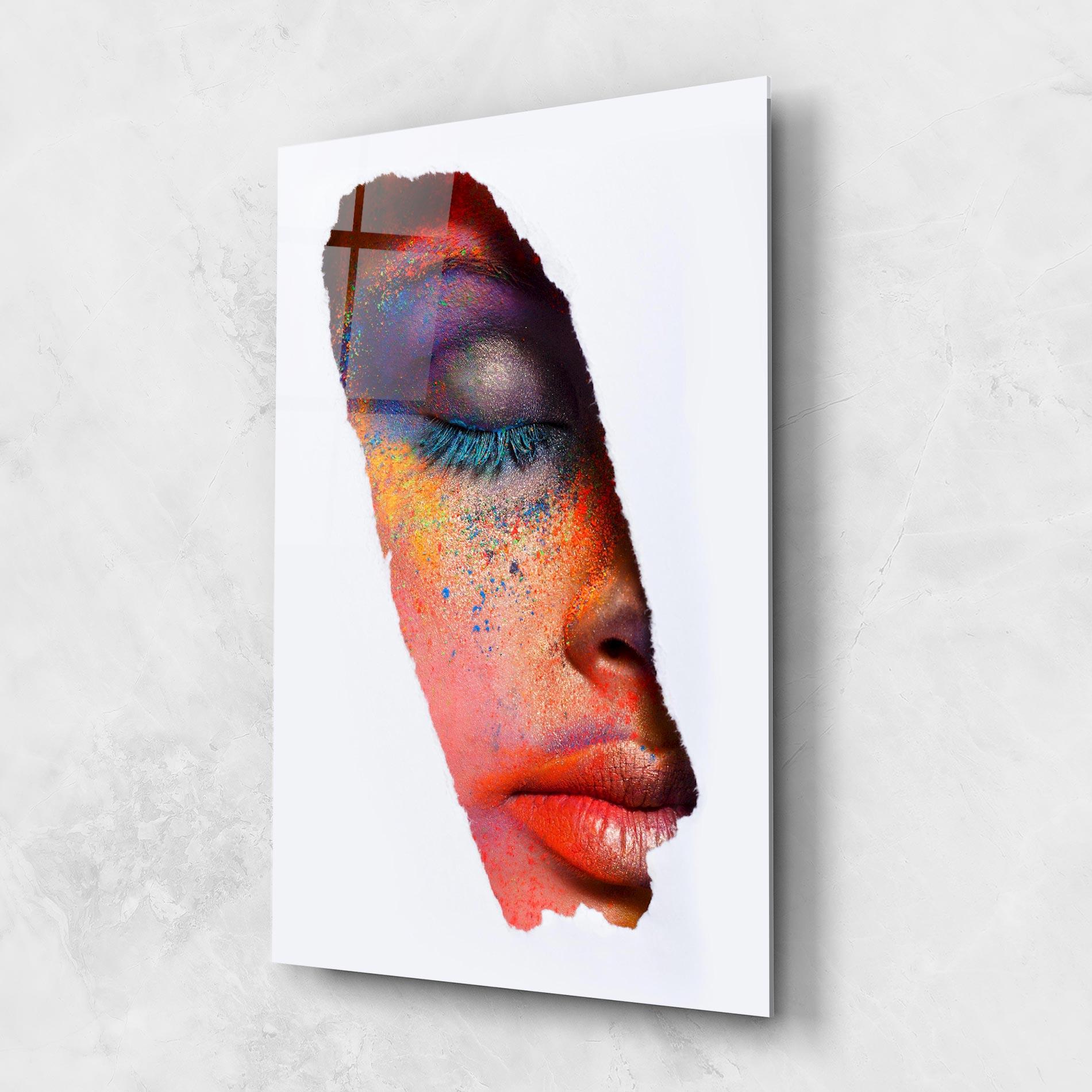 Tablou Sticla Blue Eyelashes mockup 1