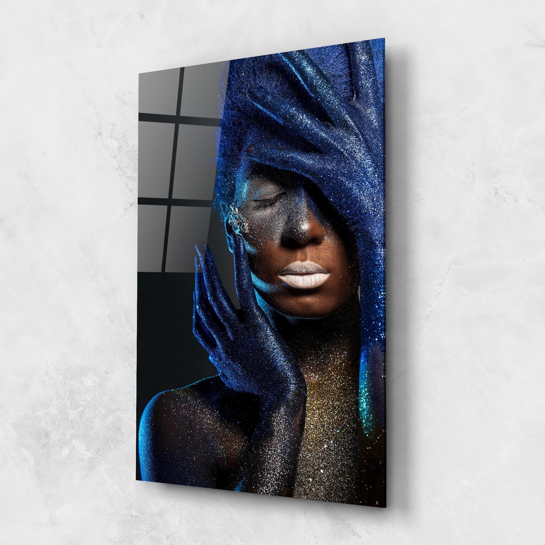 Tablou Sticla Blue Hair Hands mockup 1