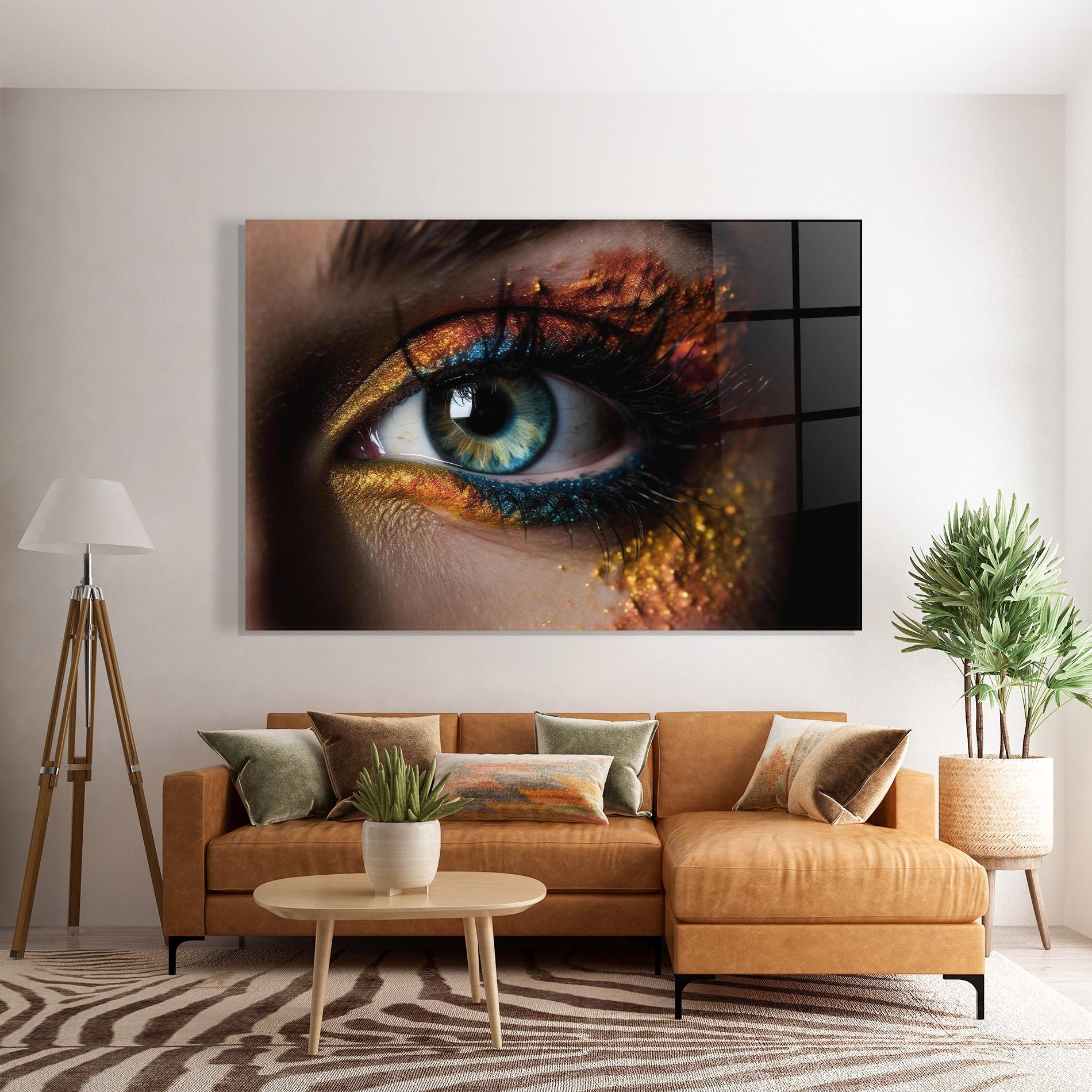 Tablou Sticla Blue Green Eye Makeup mockup 7