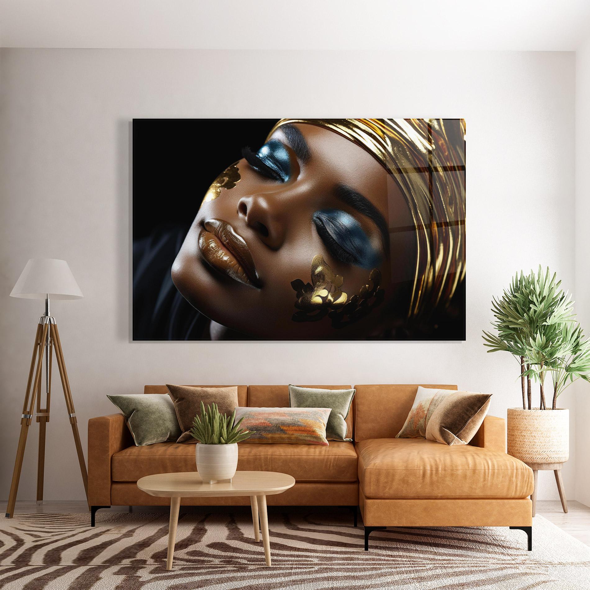 Tablou Sticla Dark Blue Makeup mockup 7