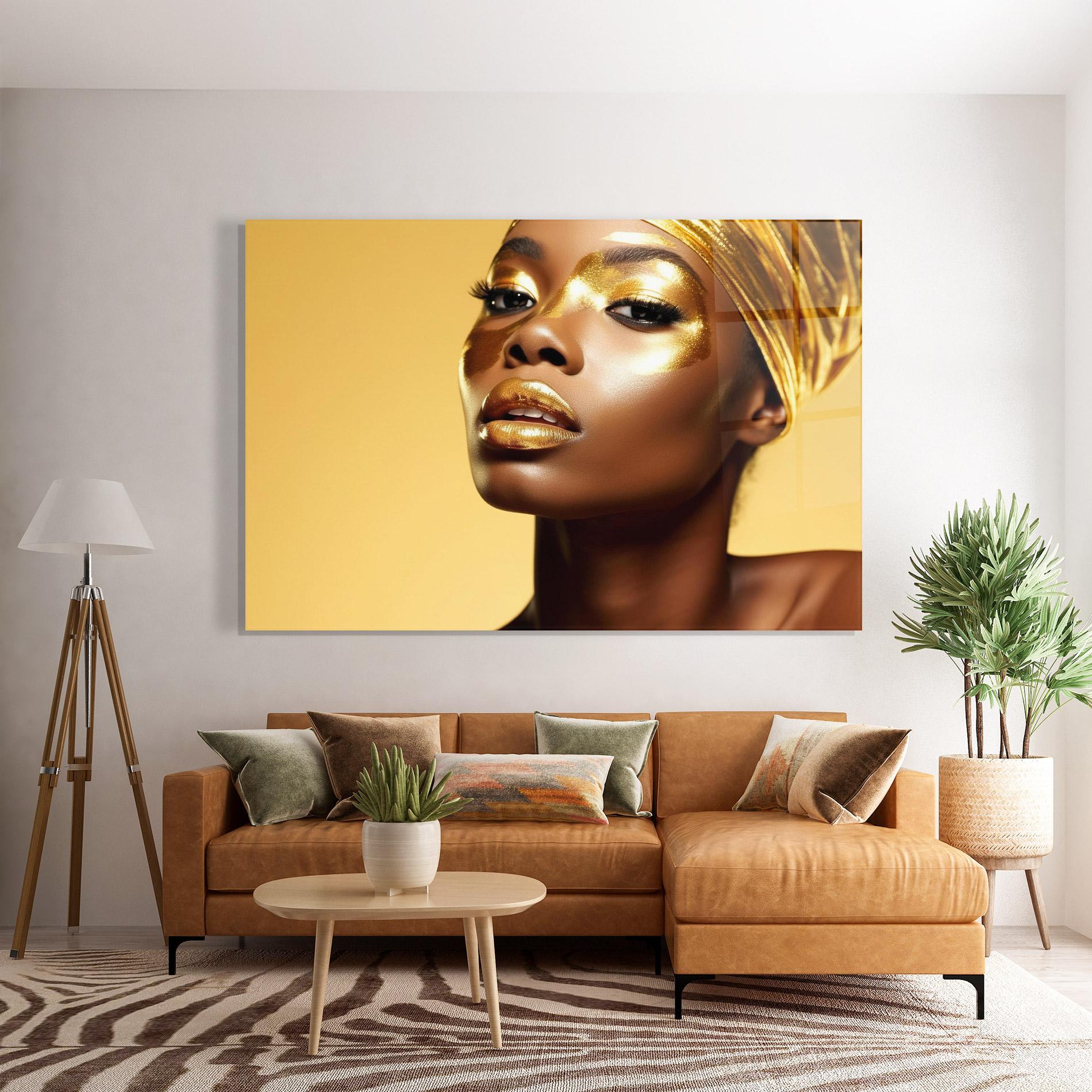 Tablou Sticla Gold Headdress mockup 7