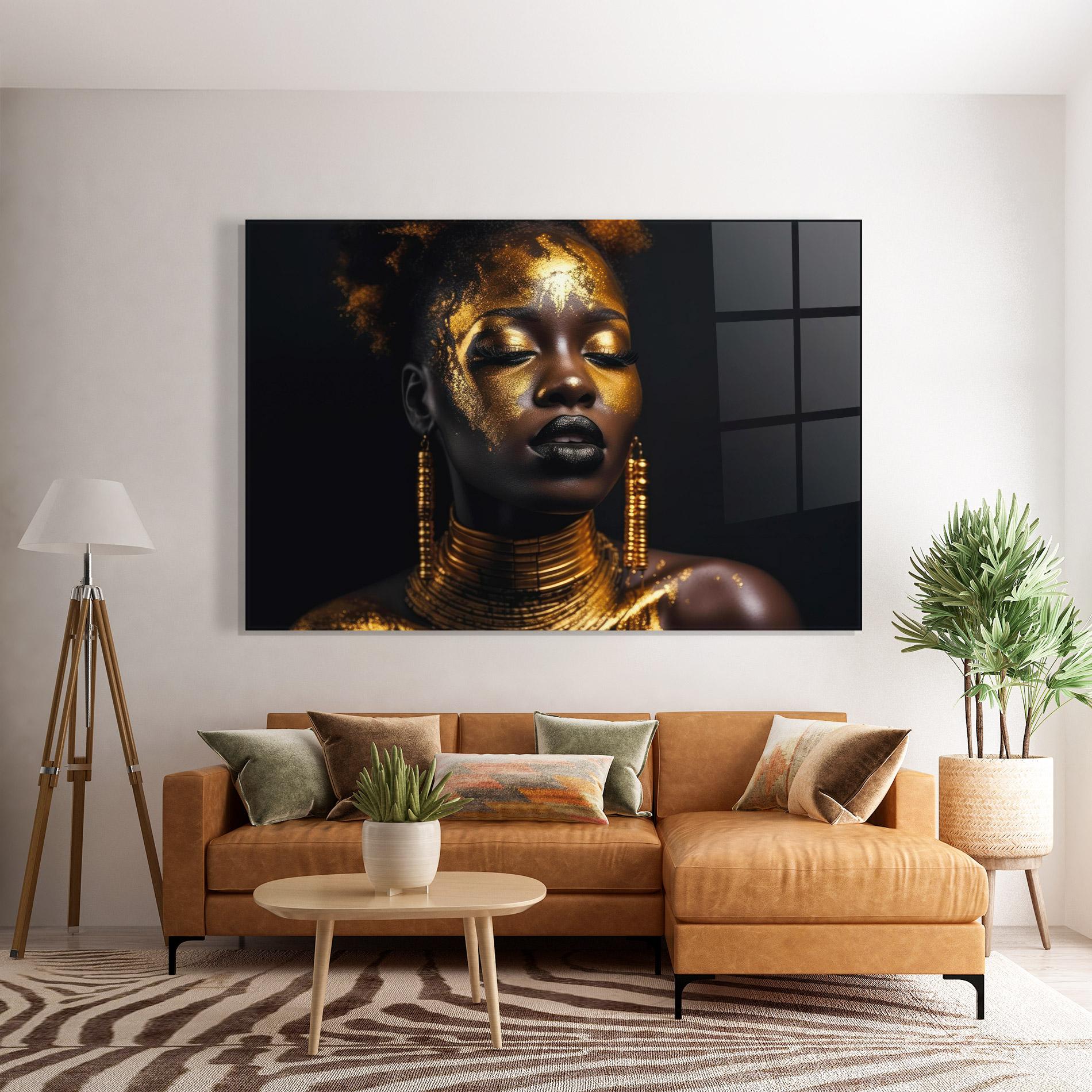 Tablou Sticla Gold Makeup Black Lips mockup 7