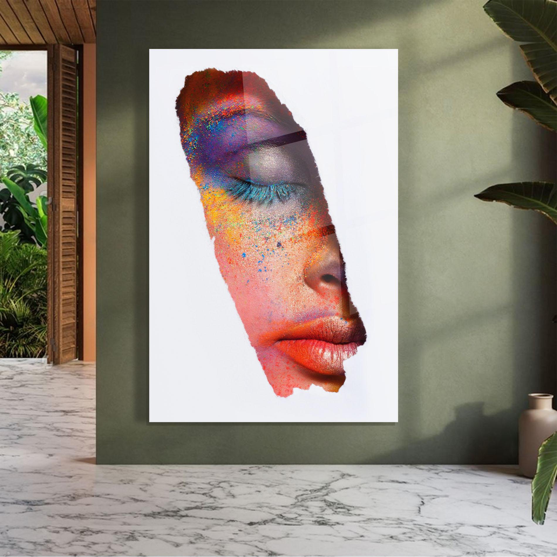 Tablou Sticla Blue Eyelashes mockup 7