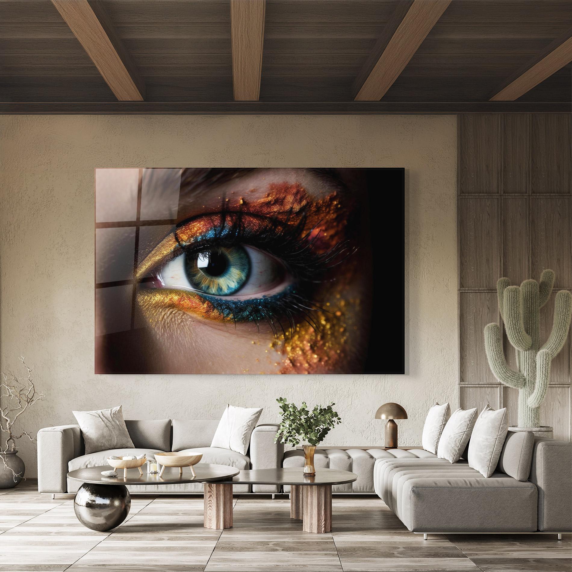 Tablou Sticla Blue Green Eye Makeup mockup 8