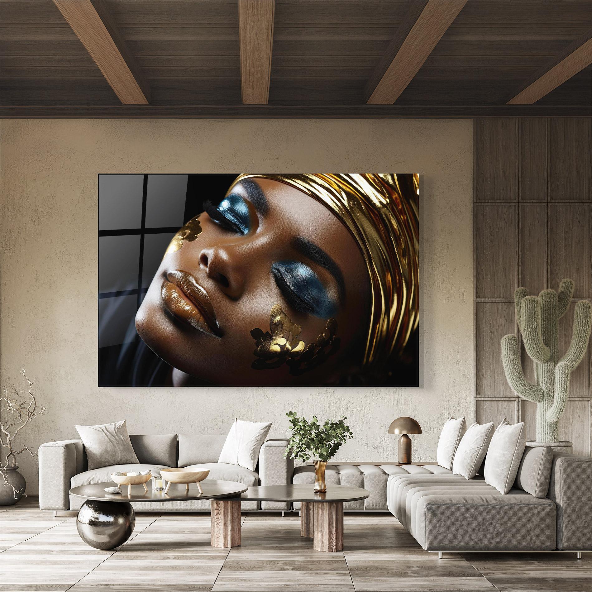 Tablou Sticla Dark Blue Makeup mockup 8
