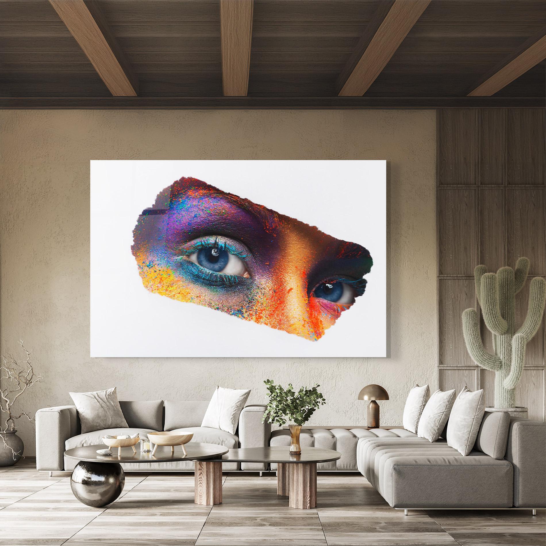 Tablou Sticla Female Colourful Makeup mockup 8