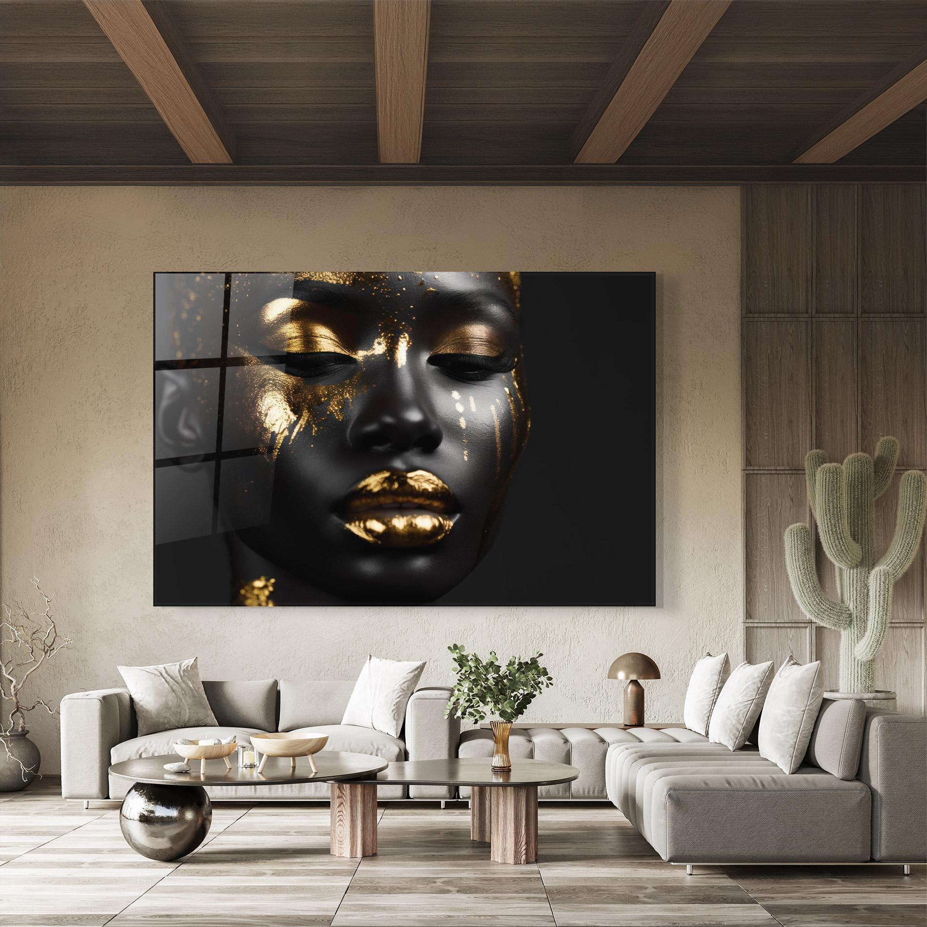 Tablou Sticla Gold Eyes Makeup mockup 8