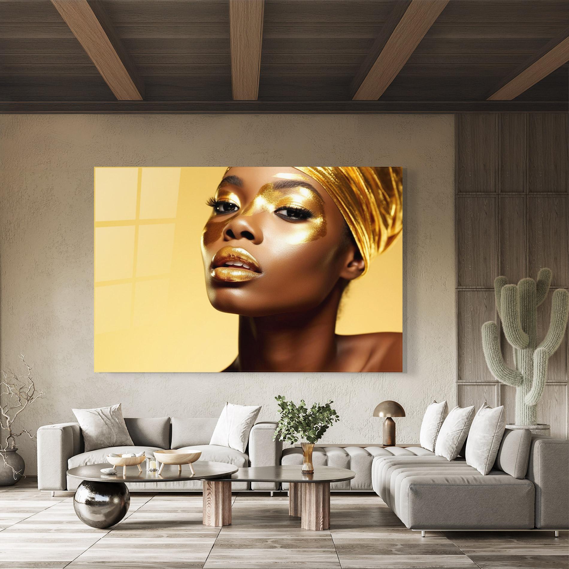 Tablou Sticla Gold Headdress mockup 8