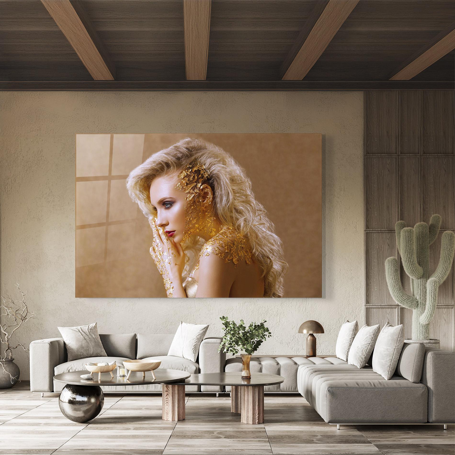 Tablou Sticla Gold Paper Makeup mockup 8