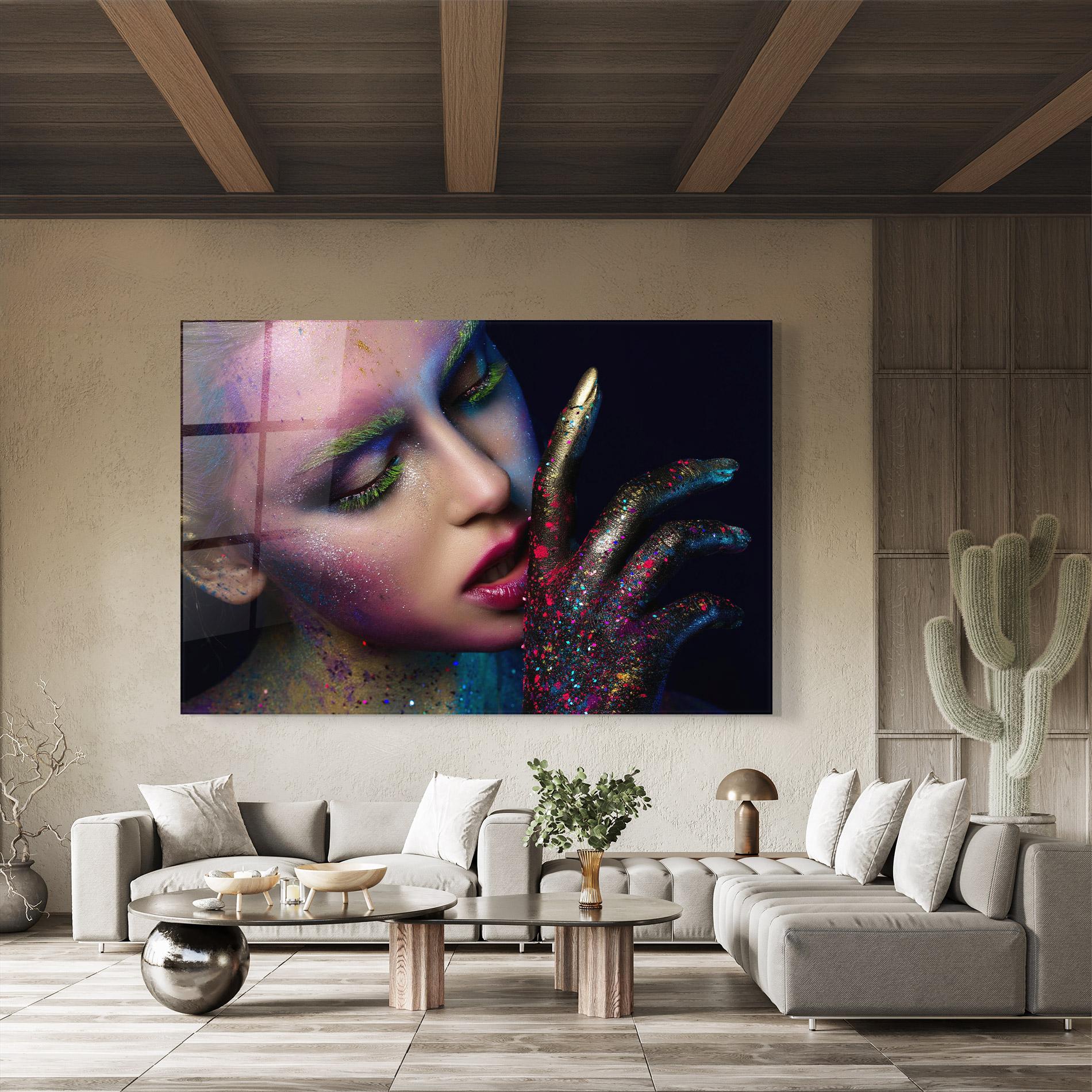 Tablou Sticla Green Eyelashes mockup 8