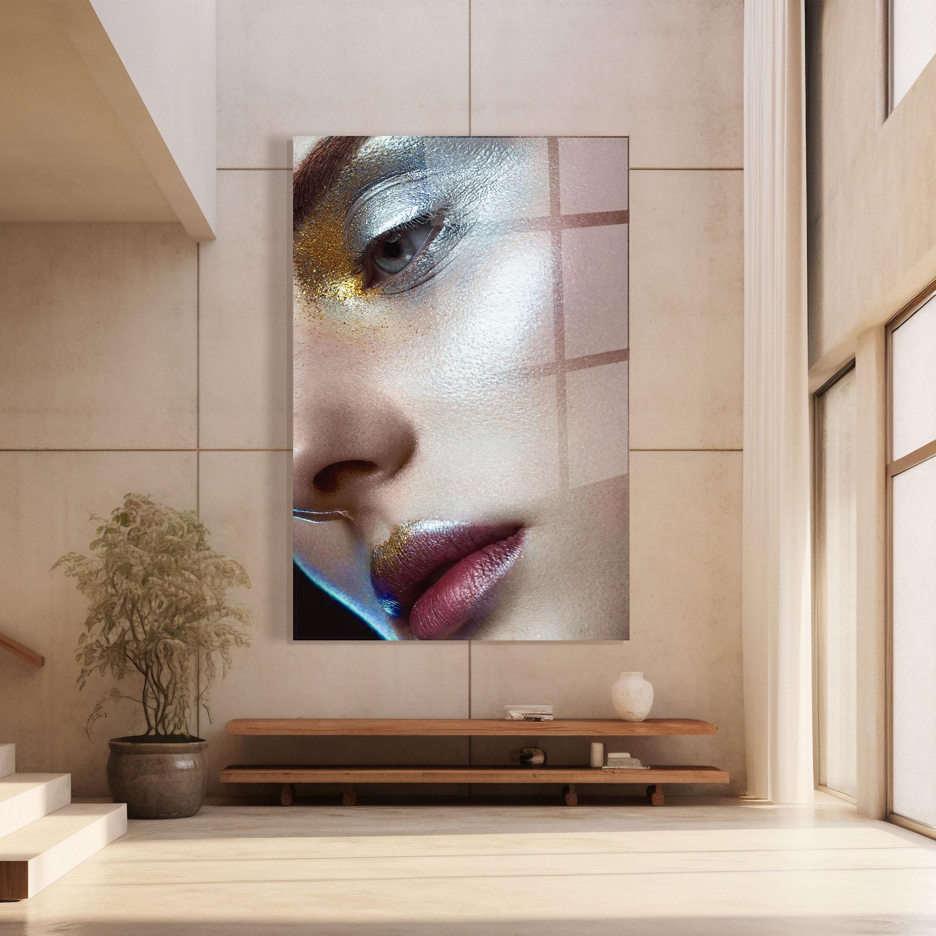 Tablou Sticla Golden Silver Makeup mockup 8