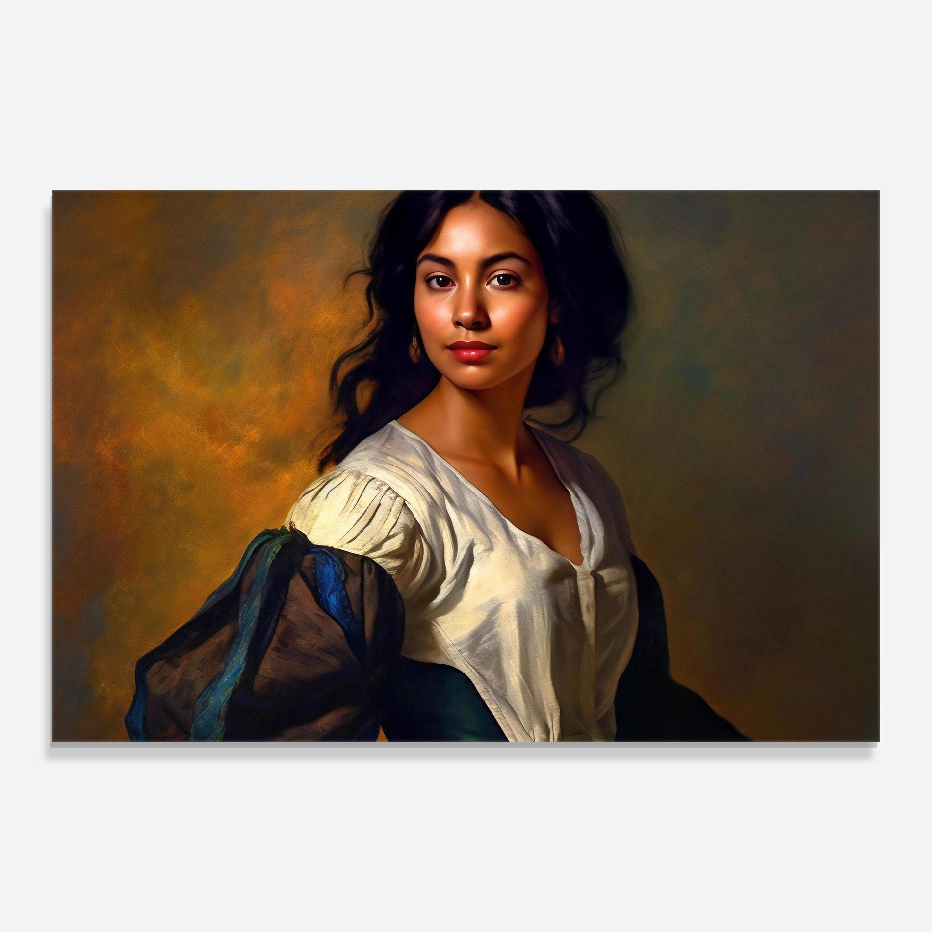 Tablou Sticla Beautiful Brunette Art mockup 0