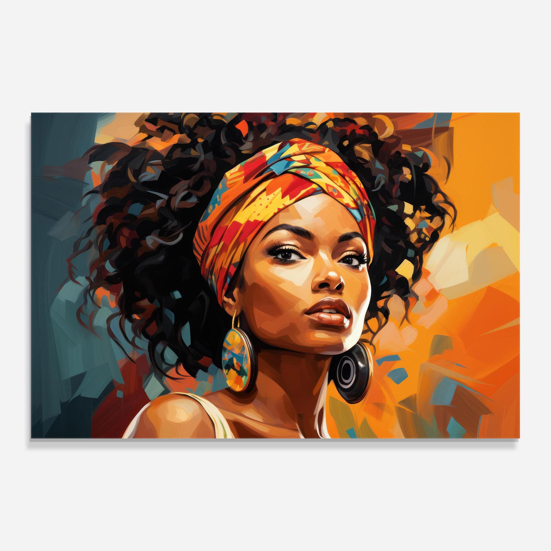 Tablou Sticla Colorful Ethic Portrait mockup 0