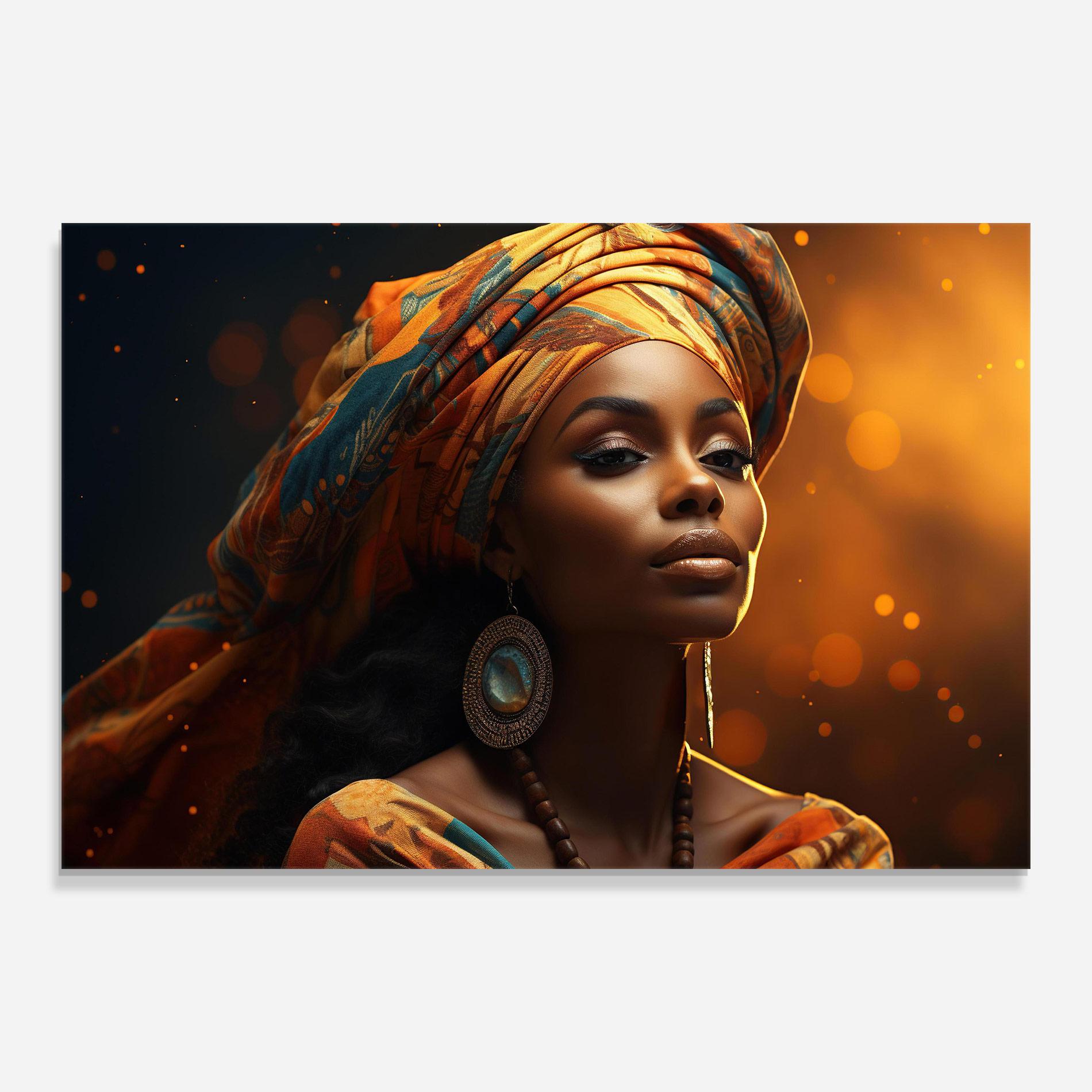 Tablou Sticla Fashion African Portrait mockup 0