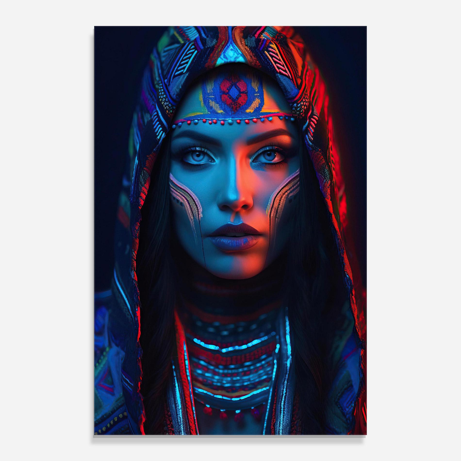 Tablou Sticla Blue Red Light Hood mockup 0