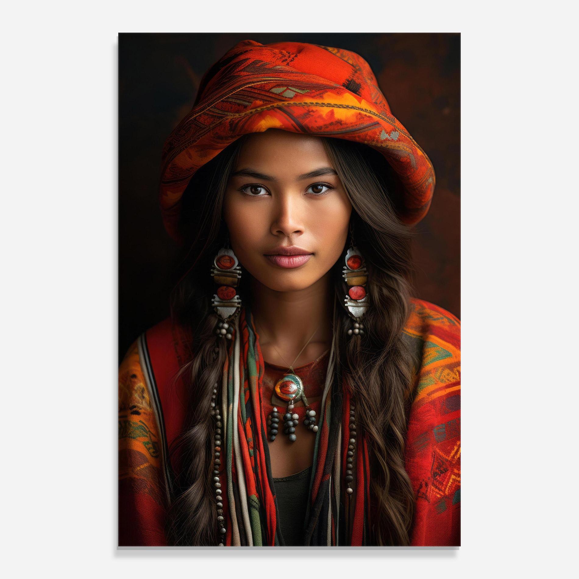 Tablou Sticla Colorful Hat And Earrings mockup 0