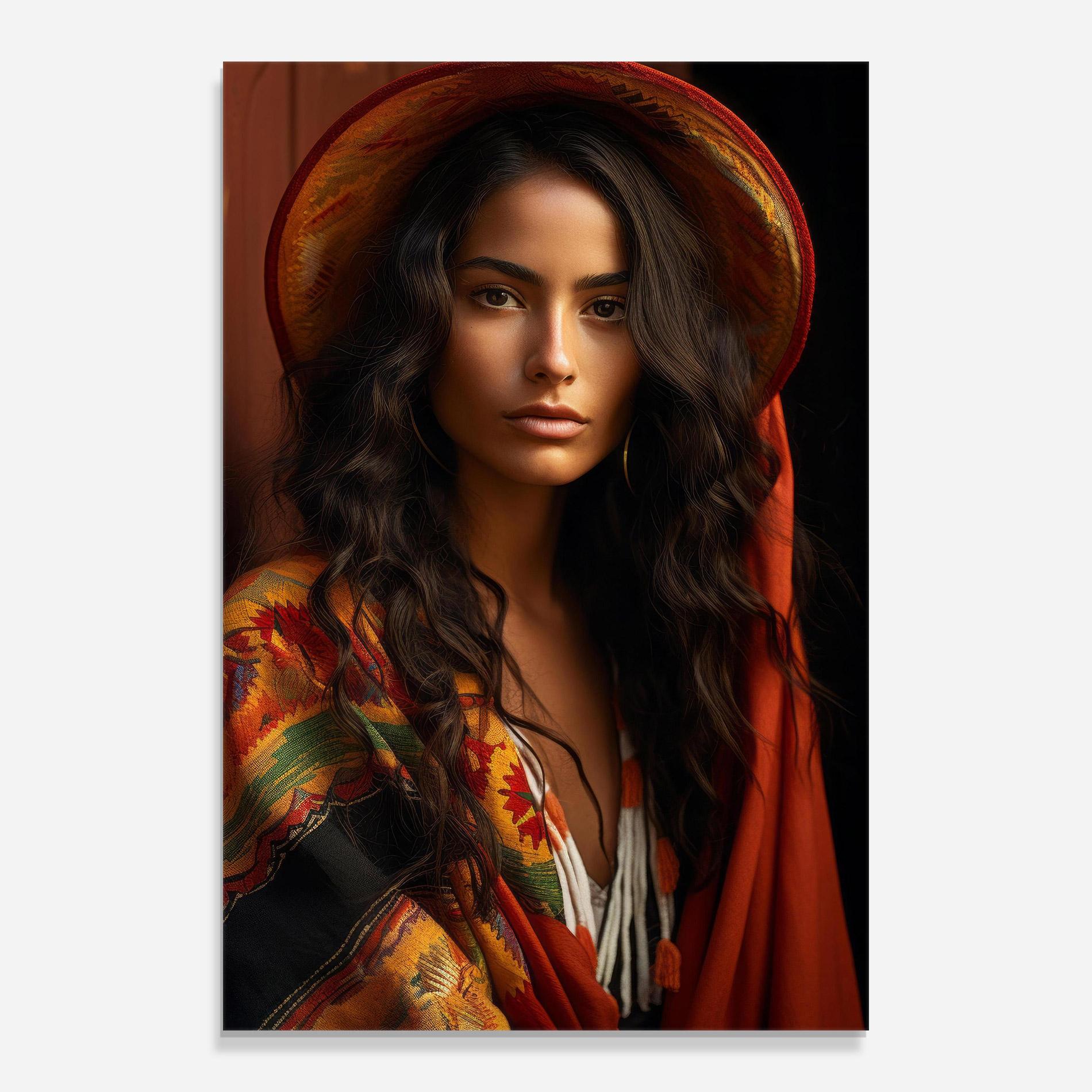 Tablou Sticla Colorful Hat And Scarf mockup 0