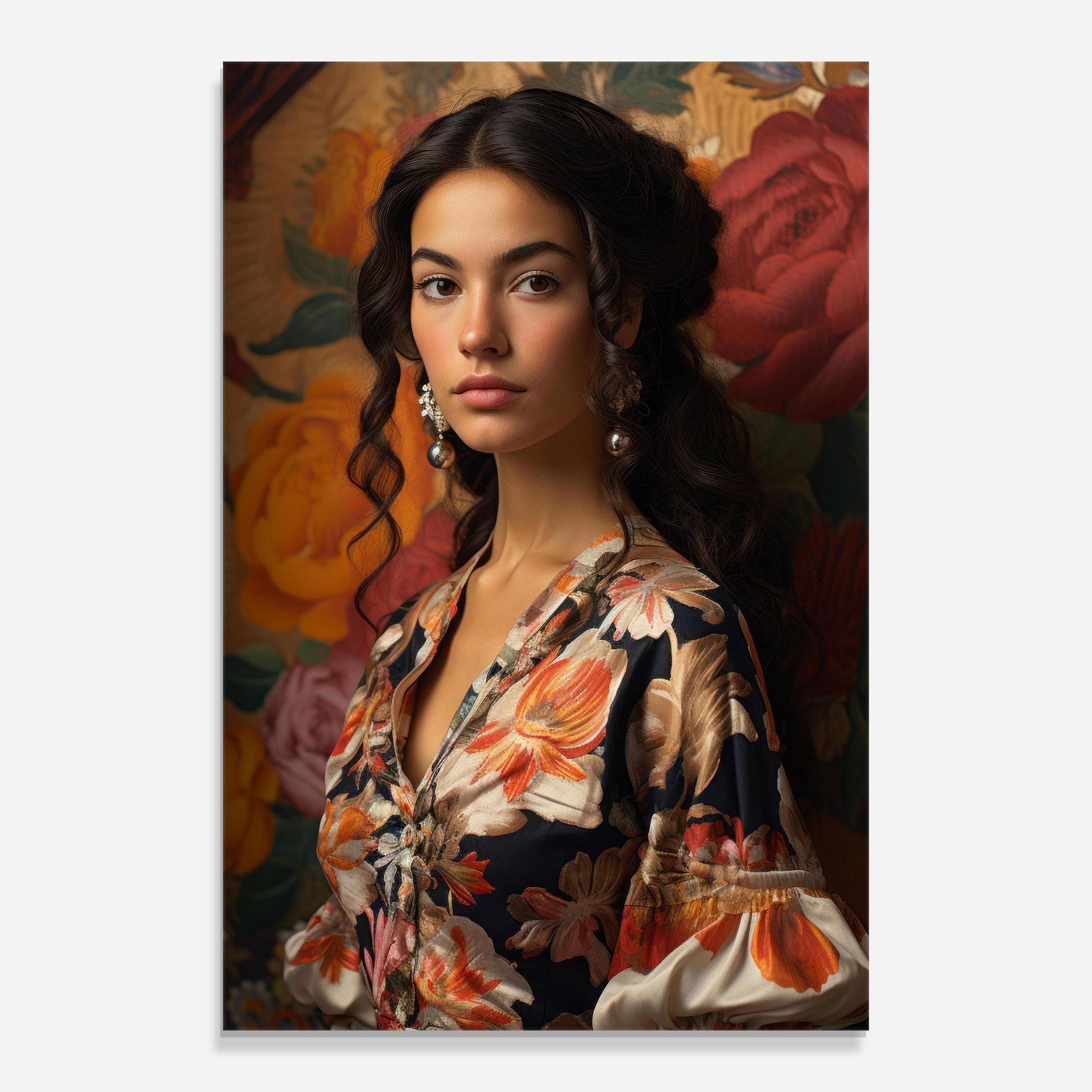 Tablou Sticla Floral Dress Lady mockup 0