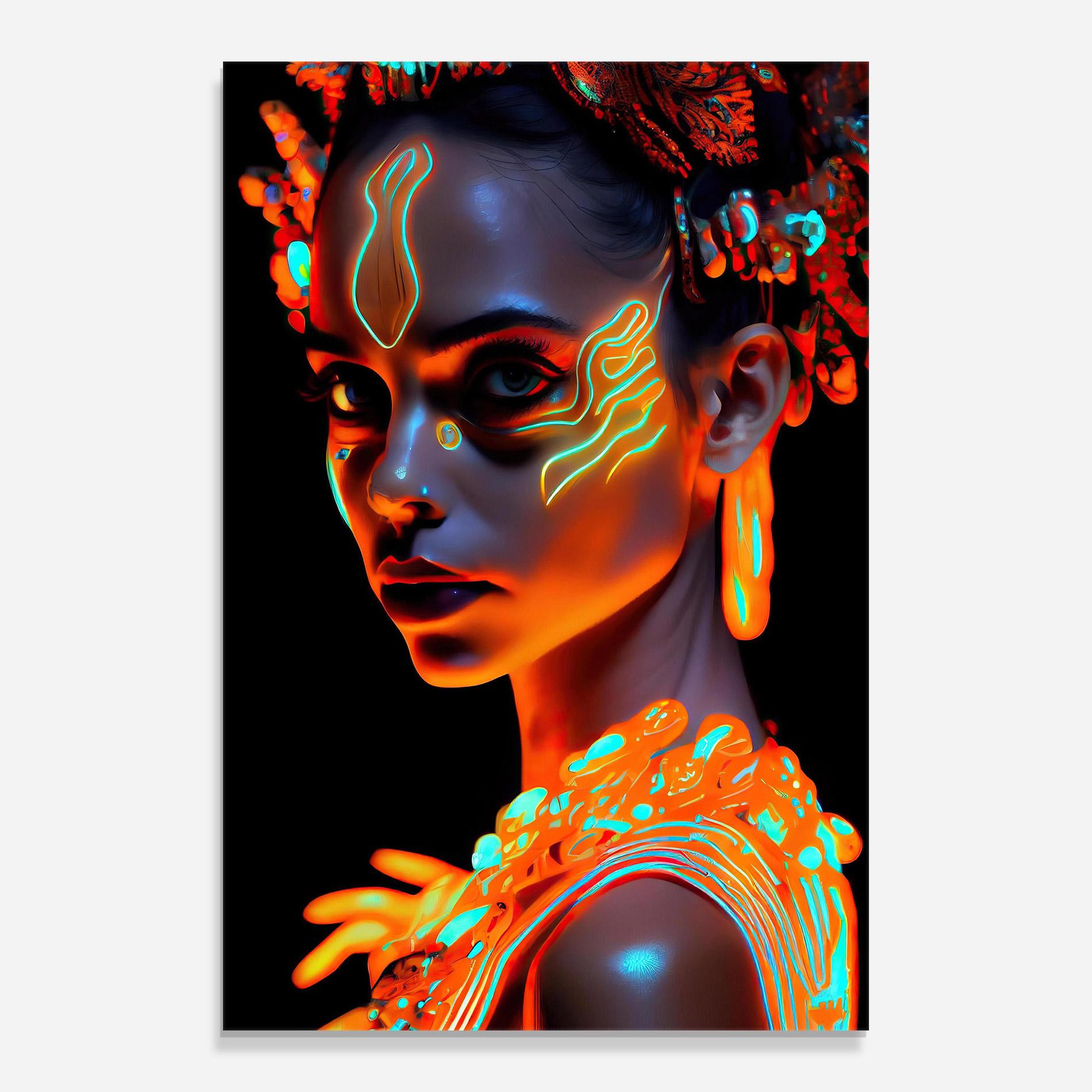 Tablou Sticla Glowing Face Paint mockup 0