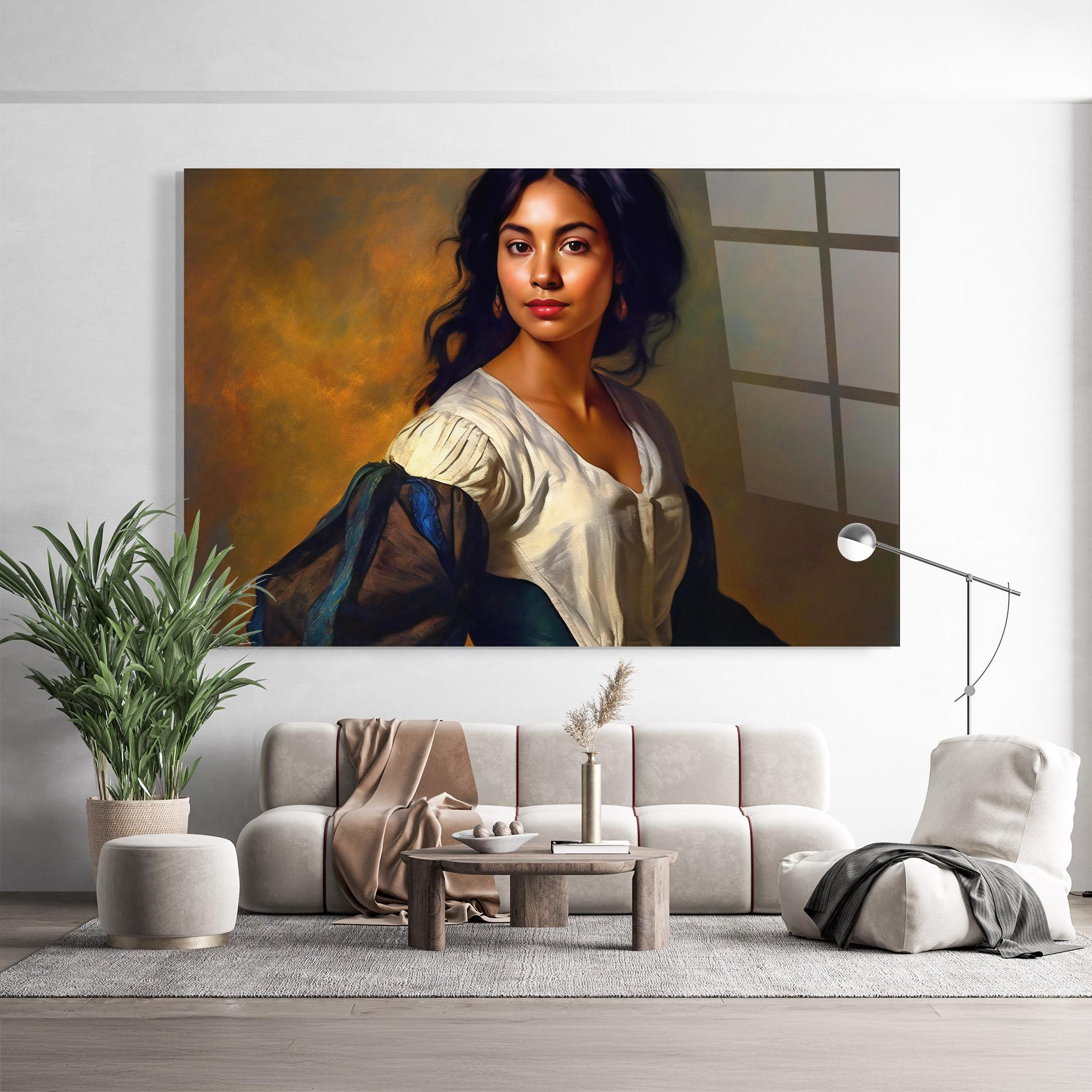 Tablou Sticla Beautiful Brunette Art mockup 9