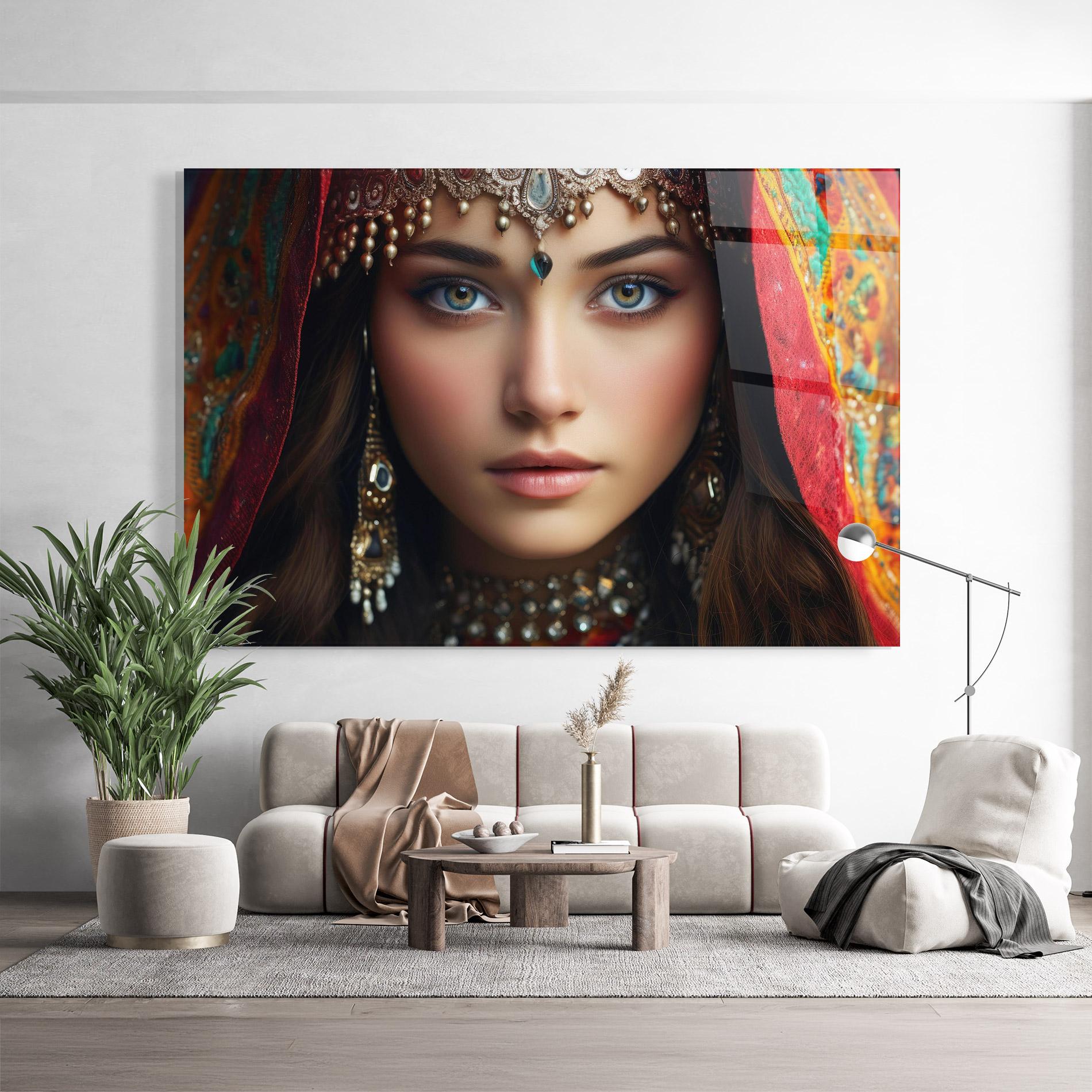 Tablou Sticla Blue Green Culture Eye mockup 9