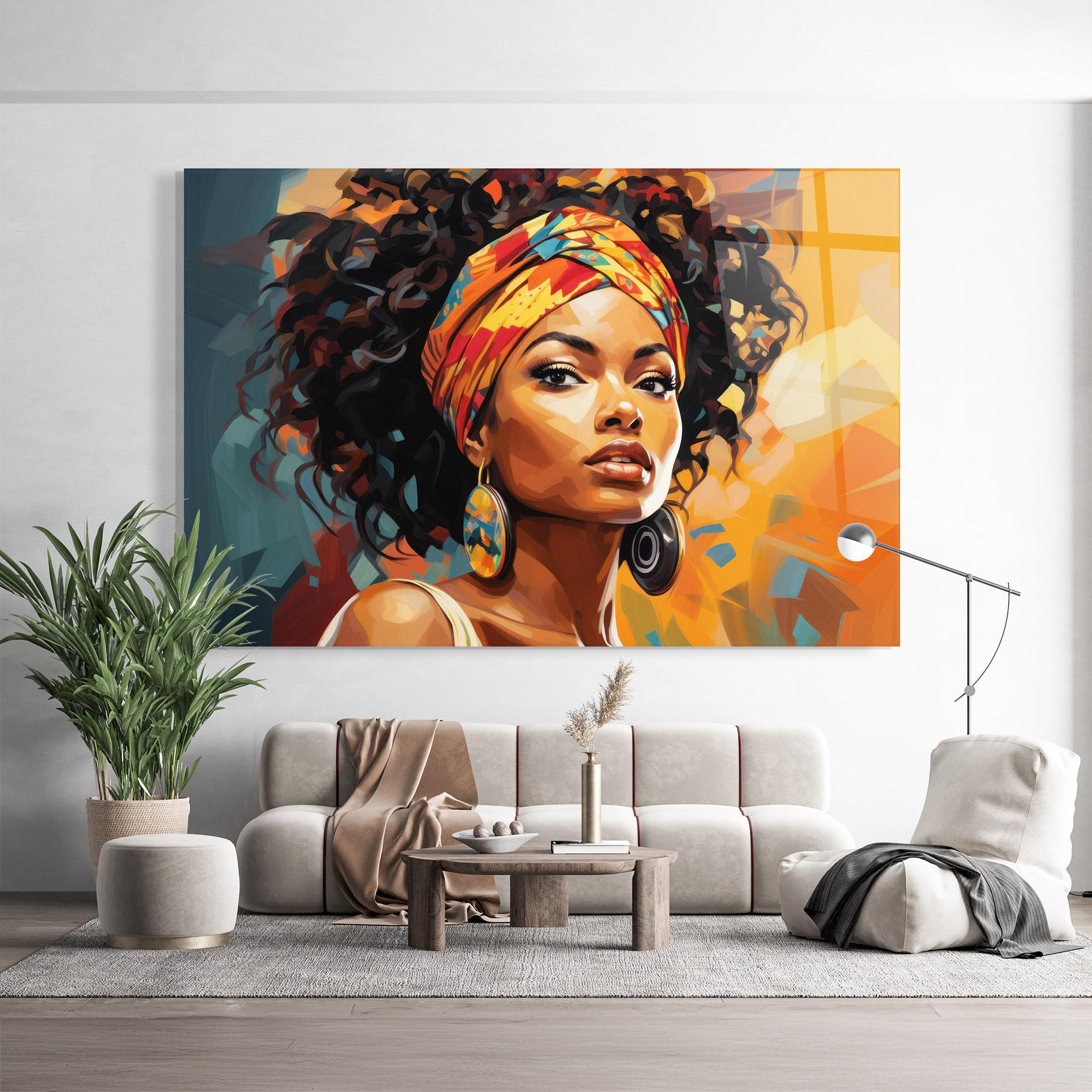 Tablou Sticla Colorful Ethic Portrait mockup 9
