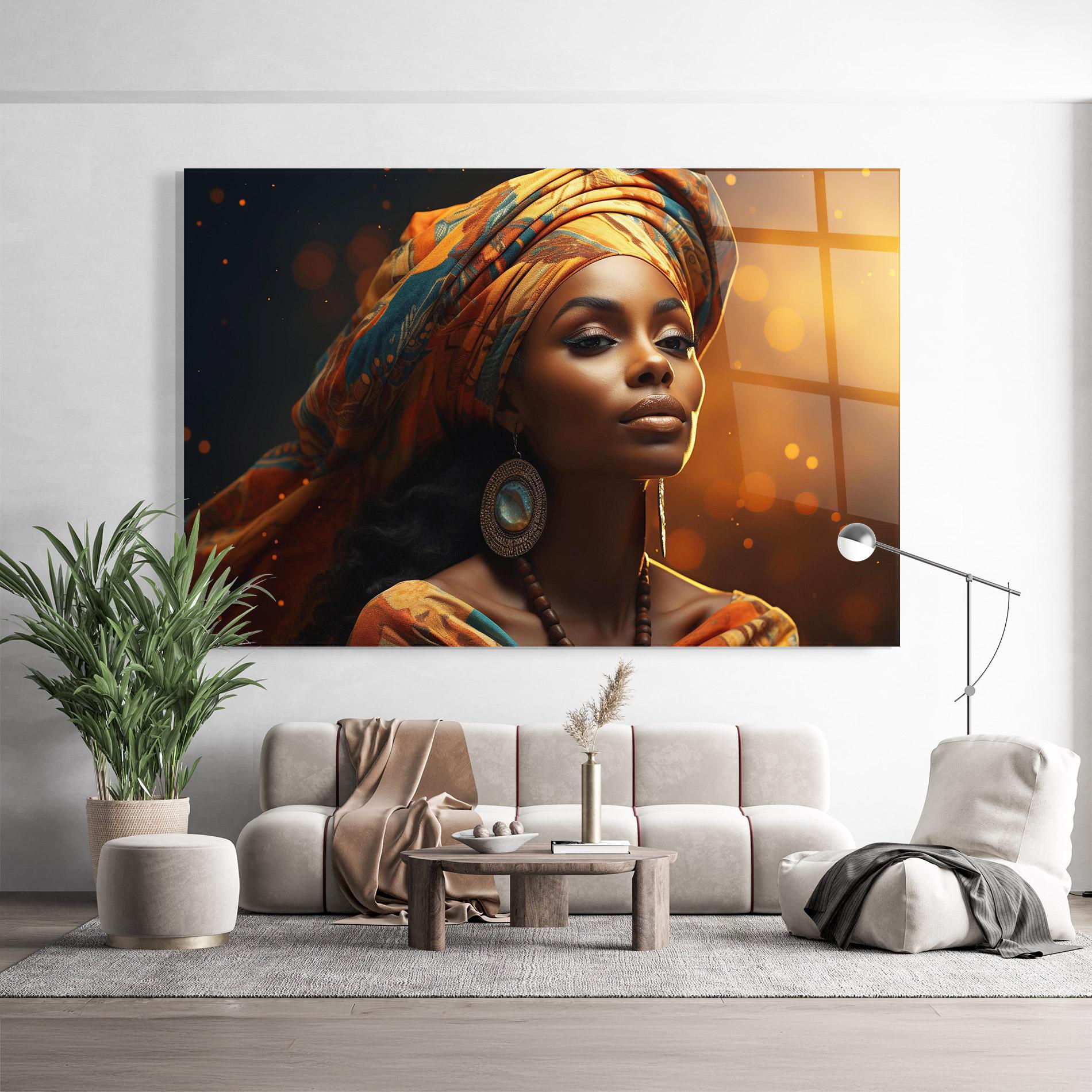 Tablou Sticla Fashion African Portrait mockup 9