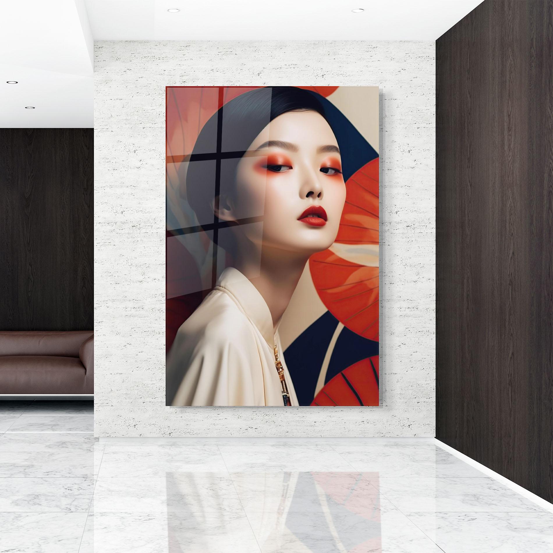 Tablou Sticla Asiatic Red Lips mockup 9