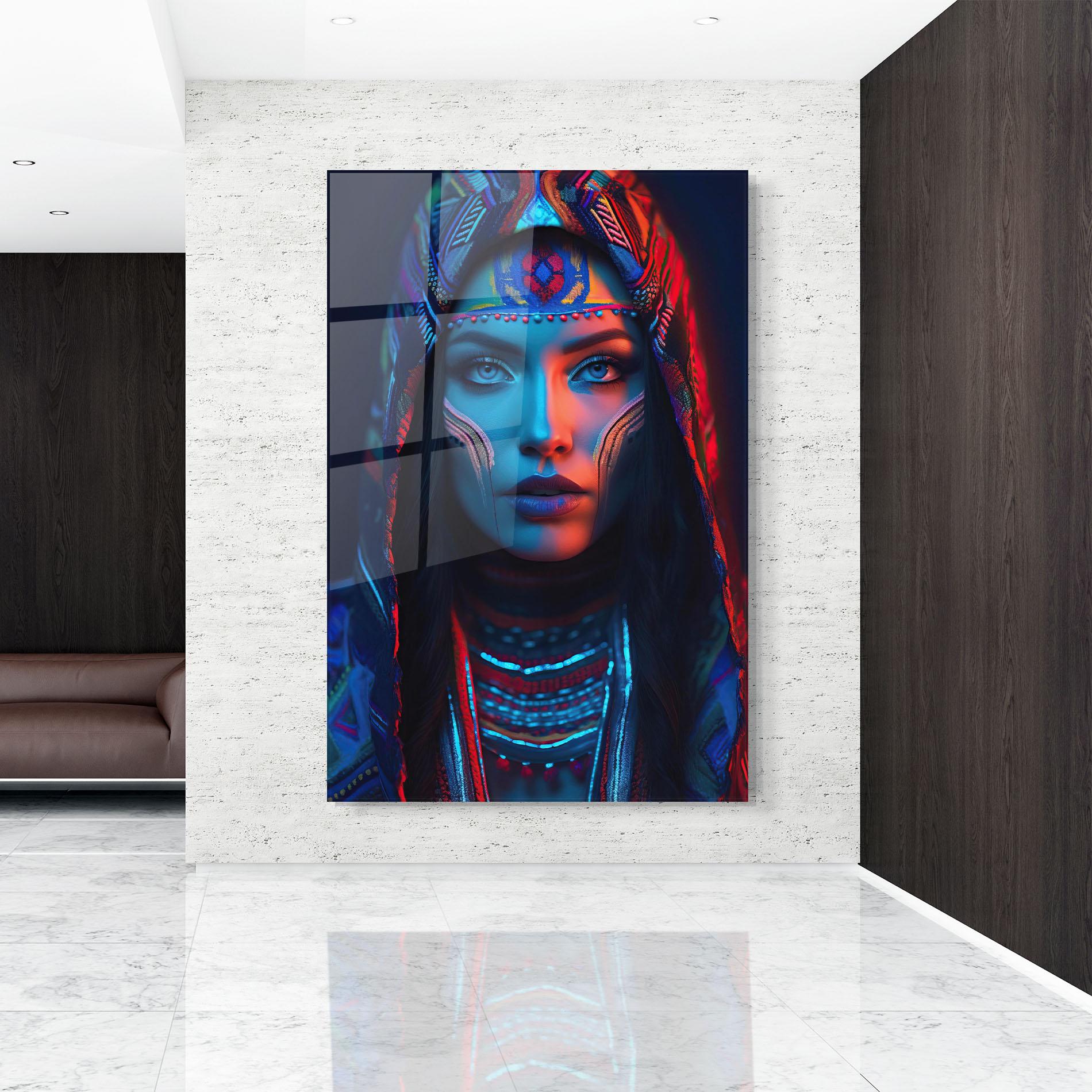 Tablou Sticla Blue Red Light Hood mockup 9