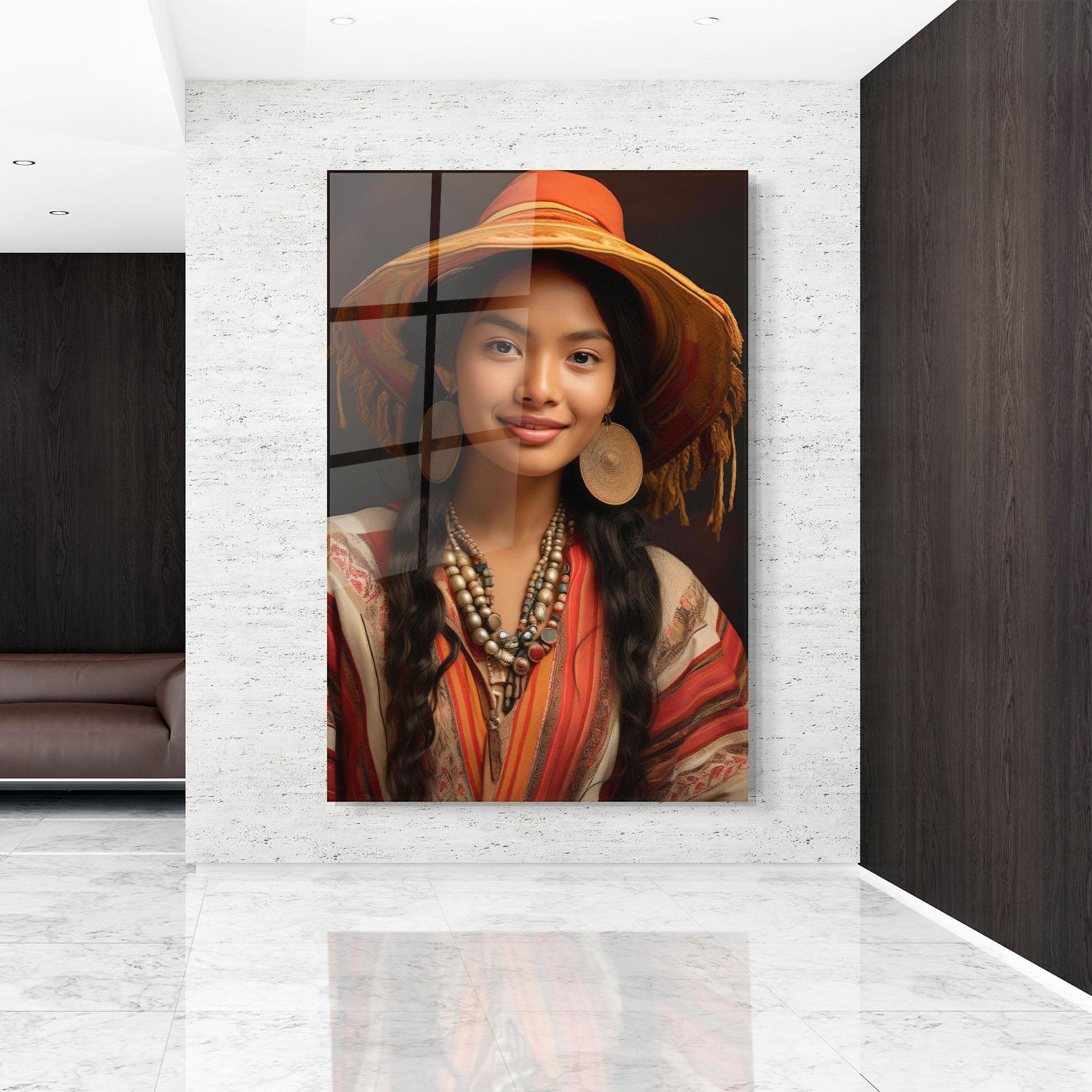 Tablou Sticla Colorful Earrings And Hat mockup 9