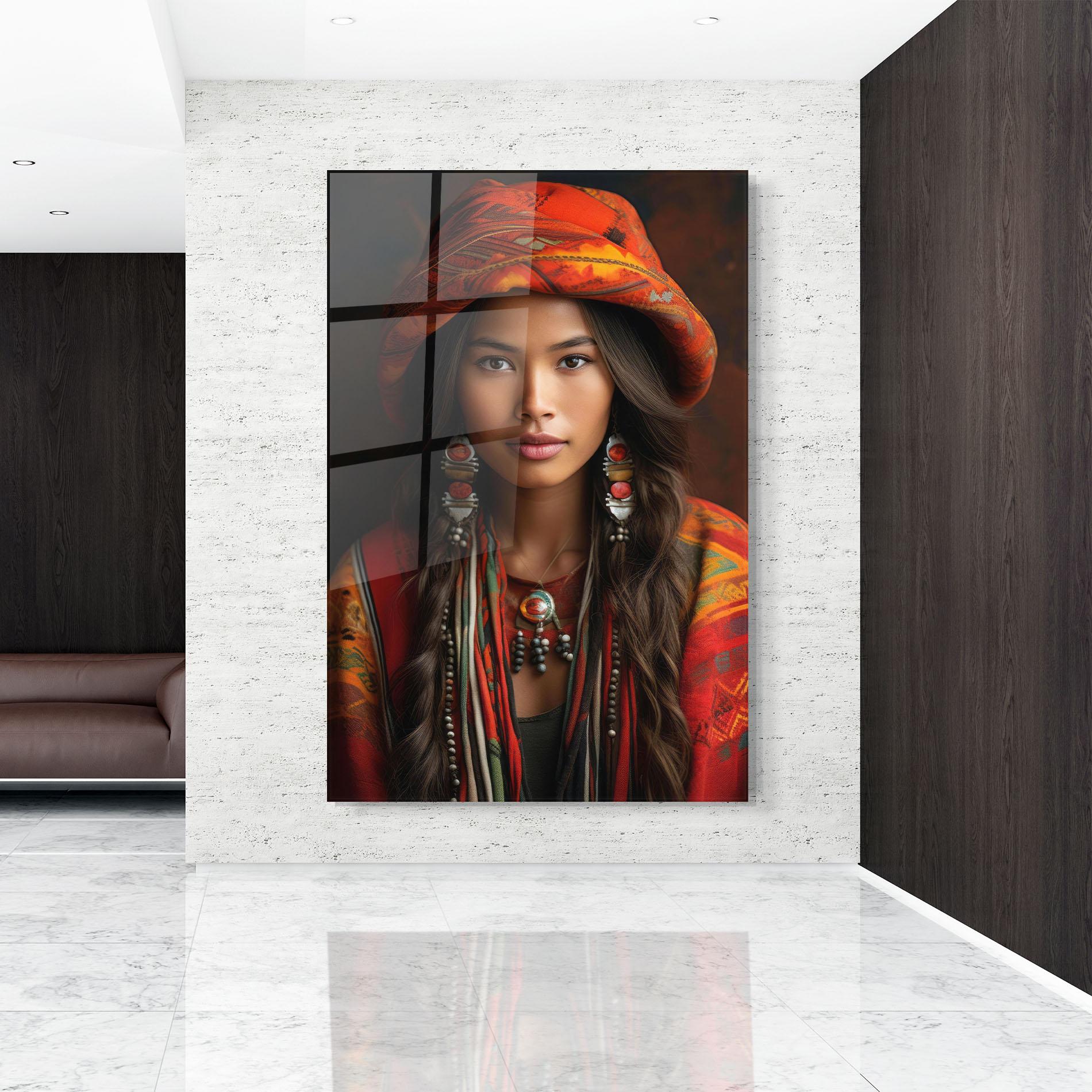 Tablou Sticla Colorful Hat And Earrings mockup 9