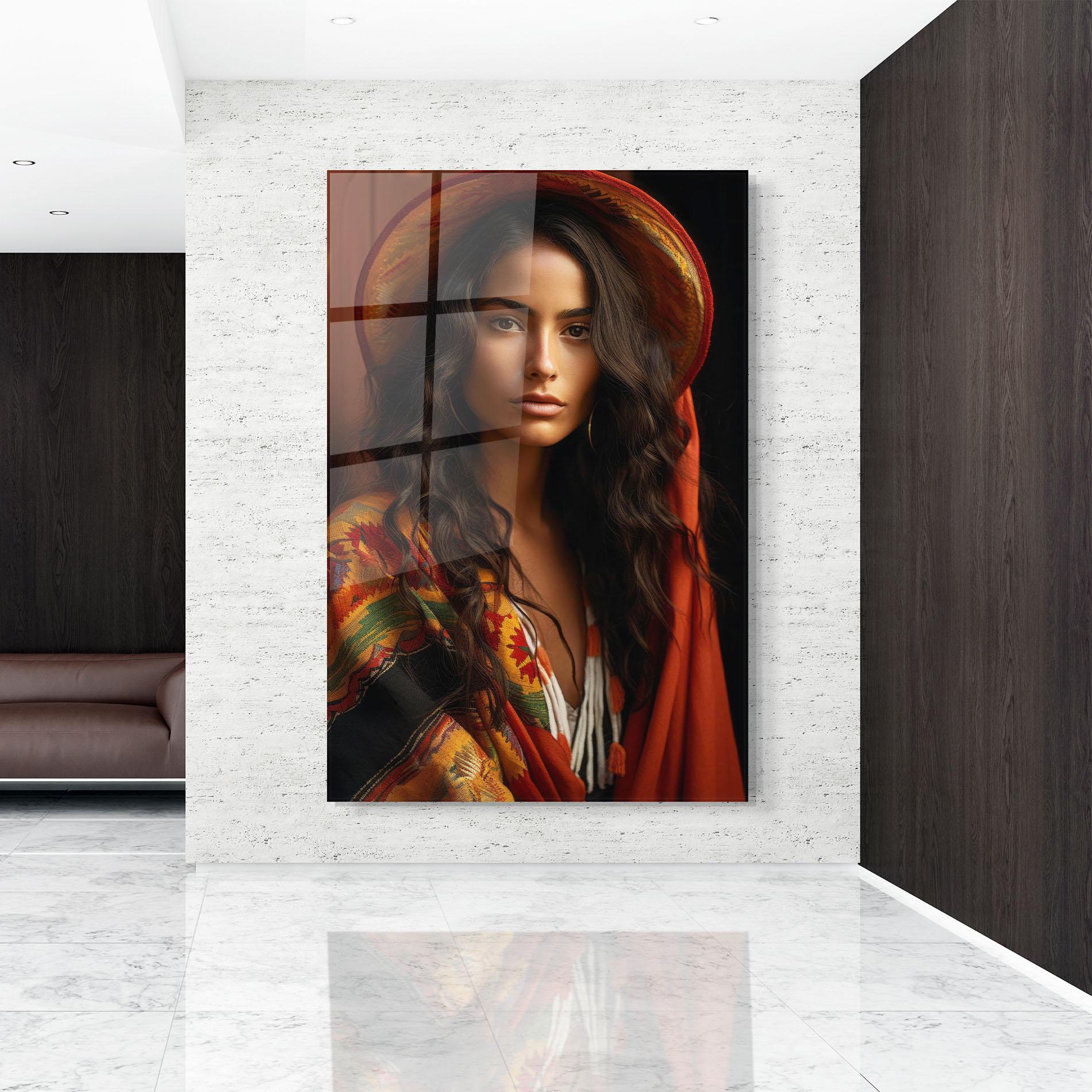 Tablou Sticla Colorful Hat And Scarf mockup 9