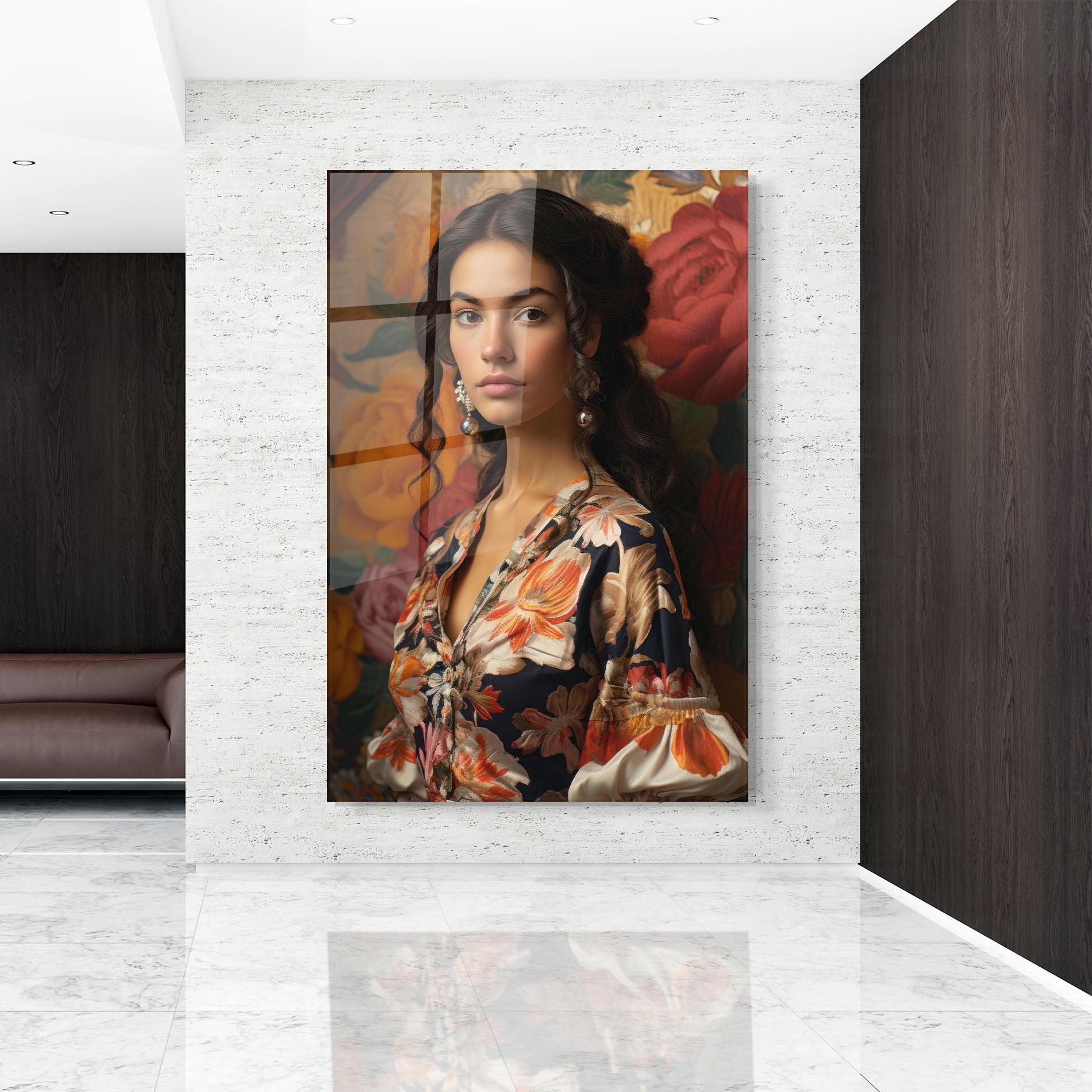 Tablou Sticla Floral Dress Lady mockup 9