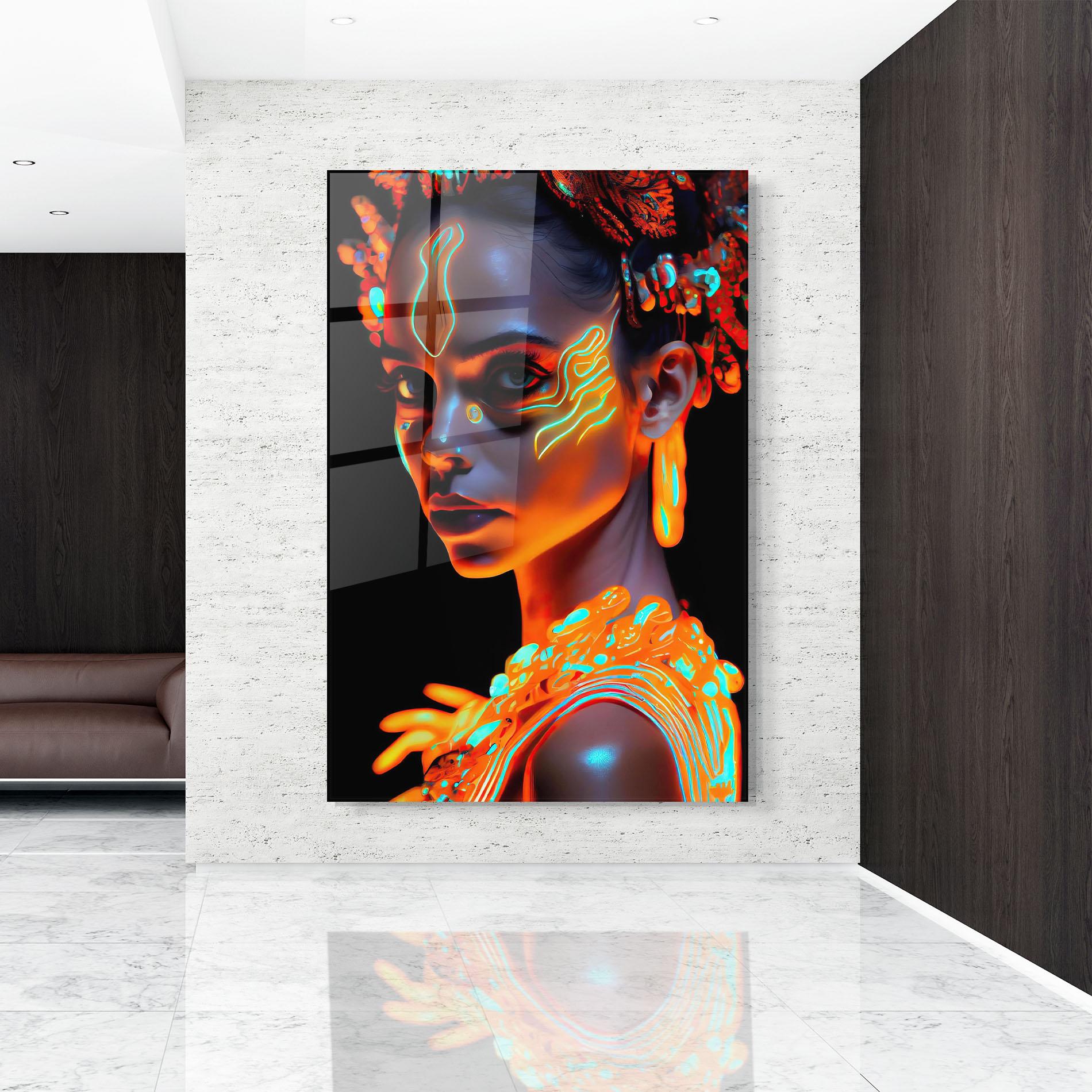 Tablou Sticla Glowing Face Paint mockup 9