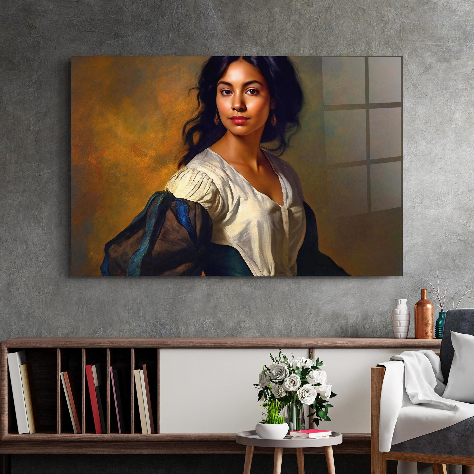 Tablou Sticla Beautiful Brunette Art mockup 2