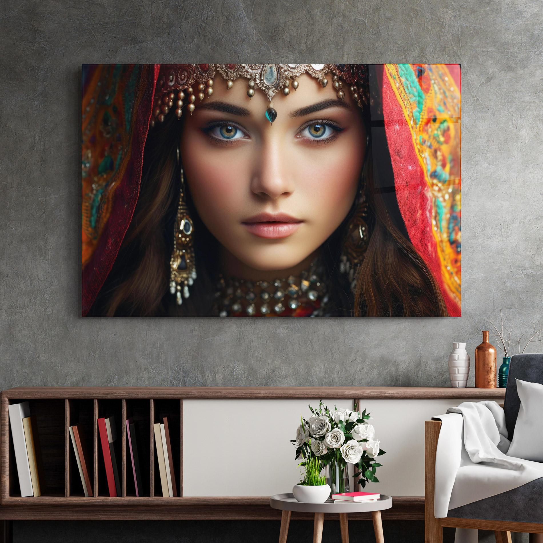 Tablou Sticla Blue Green Culture Eye mockup 2