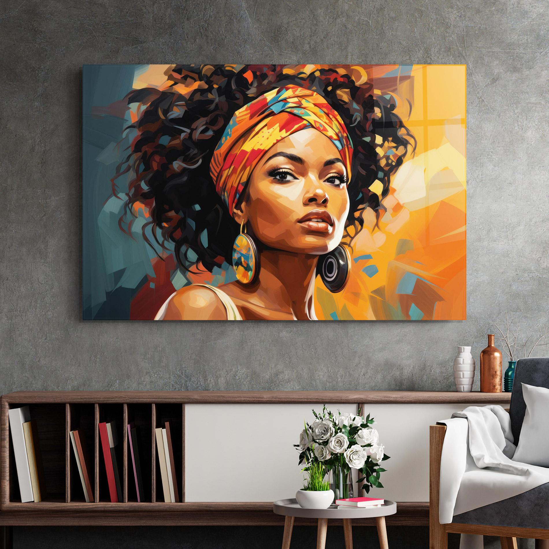 Tablou Sticla Colorful Ethic Portrait mockup 2