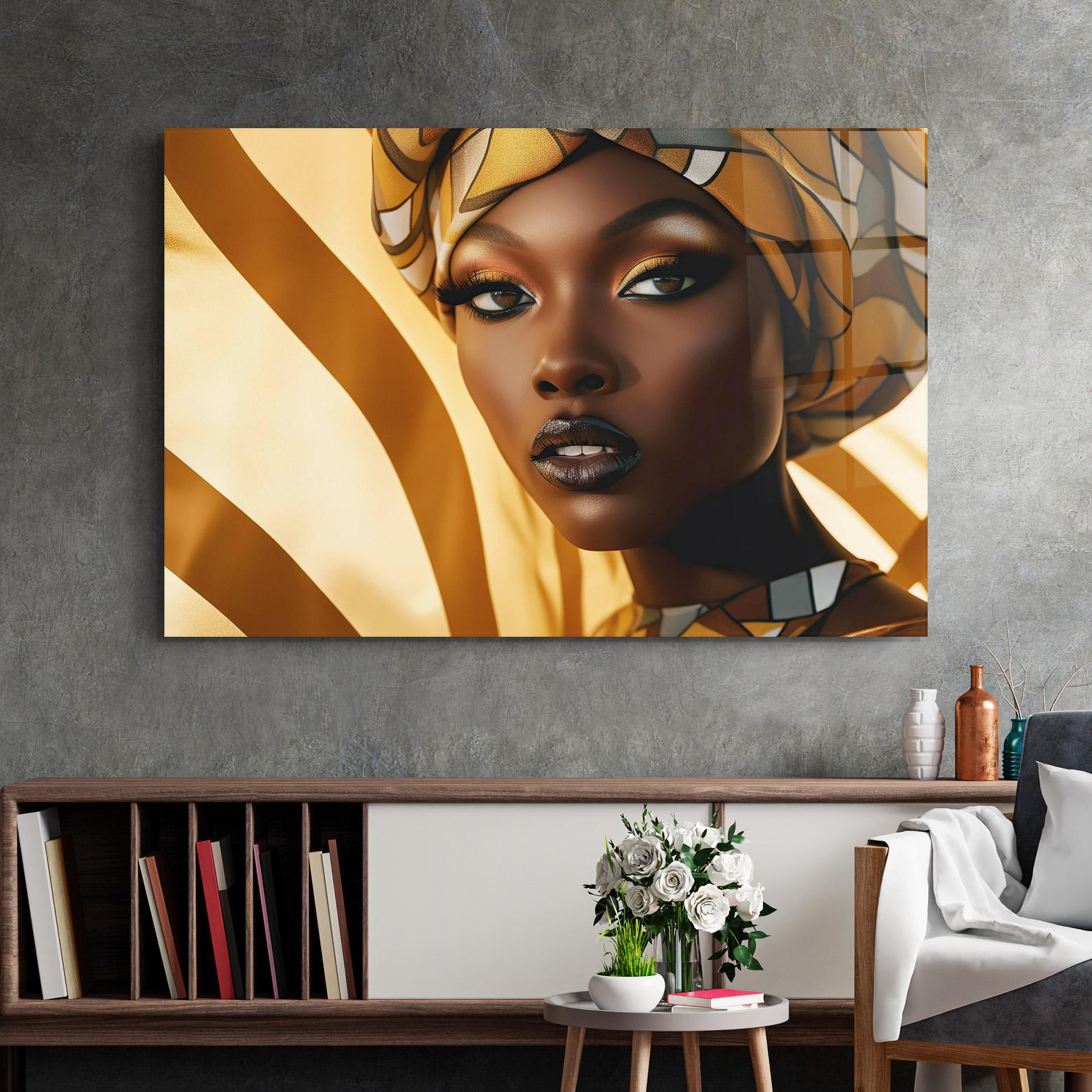 Tablou Sticla Fashion African Woman mockup 2