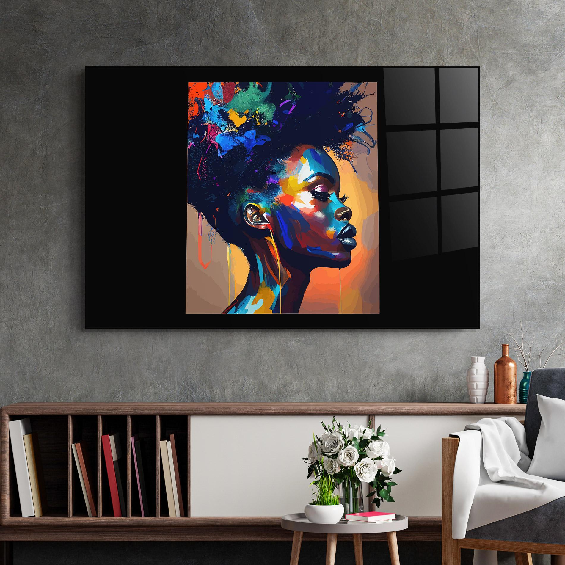 Tablou Sticla Woman Art Splash mockup 2